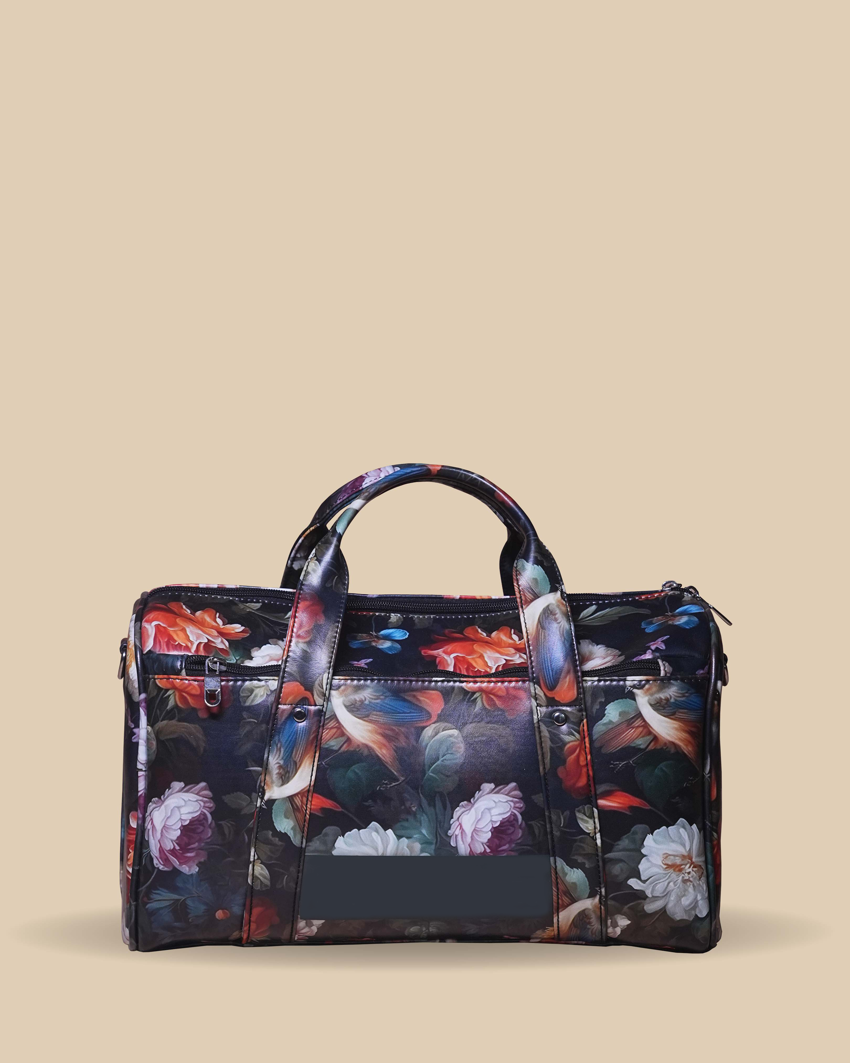 Customized Duffle Bag with Beautiful Flowers design and Sparrow