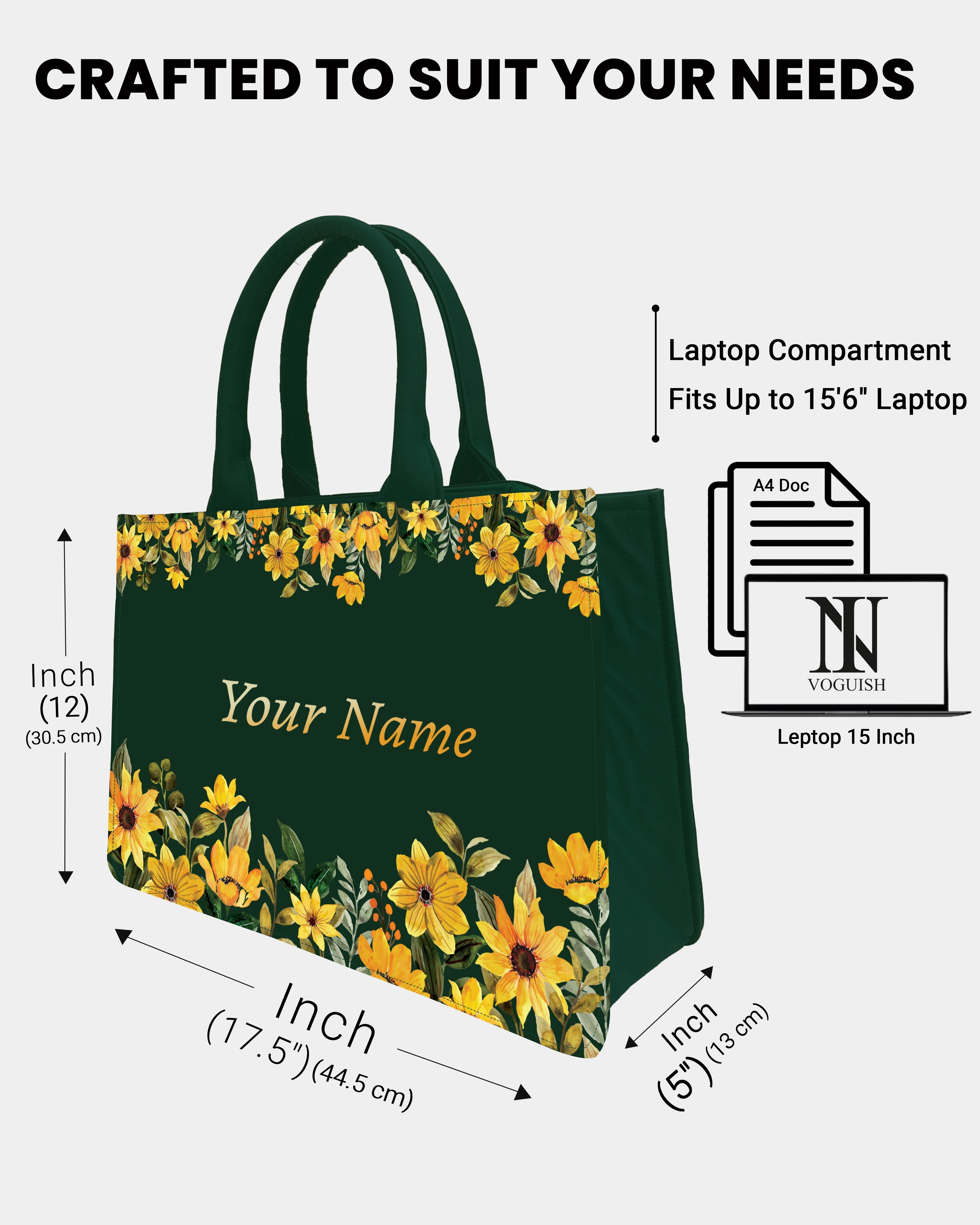 Marigold SunFlower Green Voguish Customized Bag