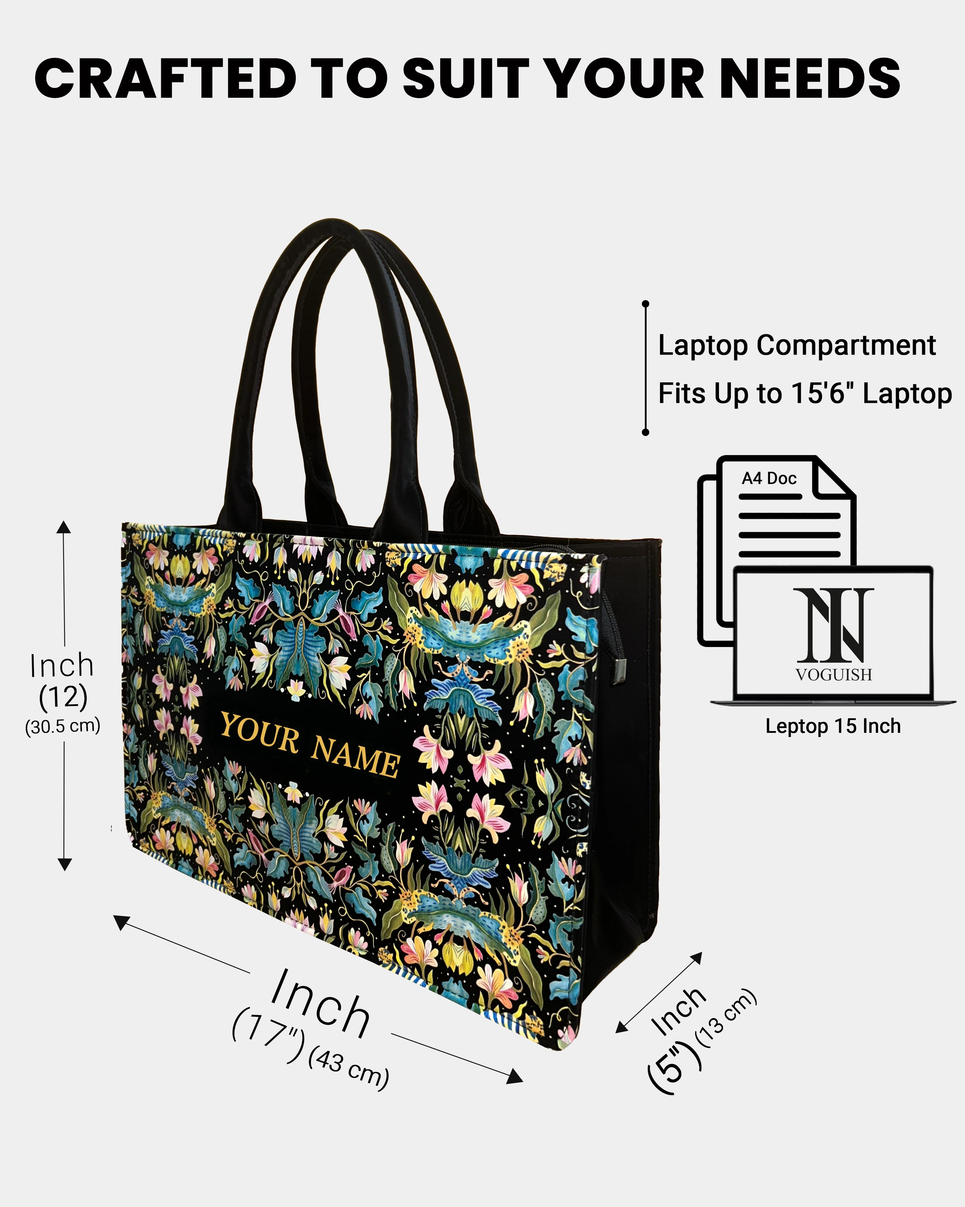 African Jungle Up Embossed Leather Personalized Tote Bag