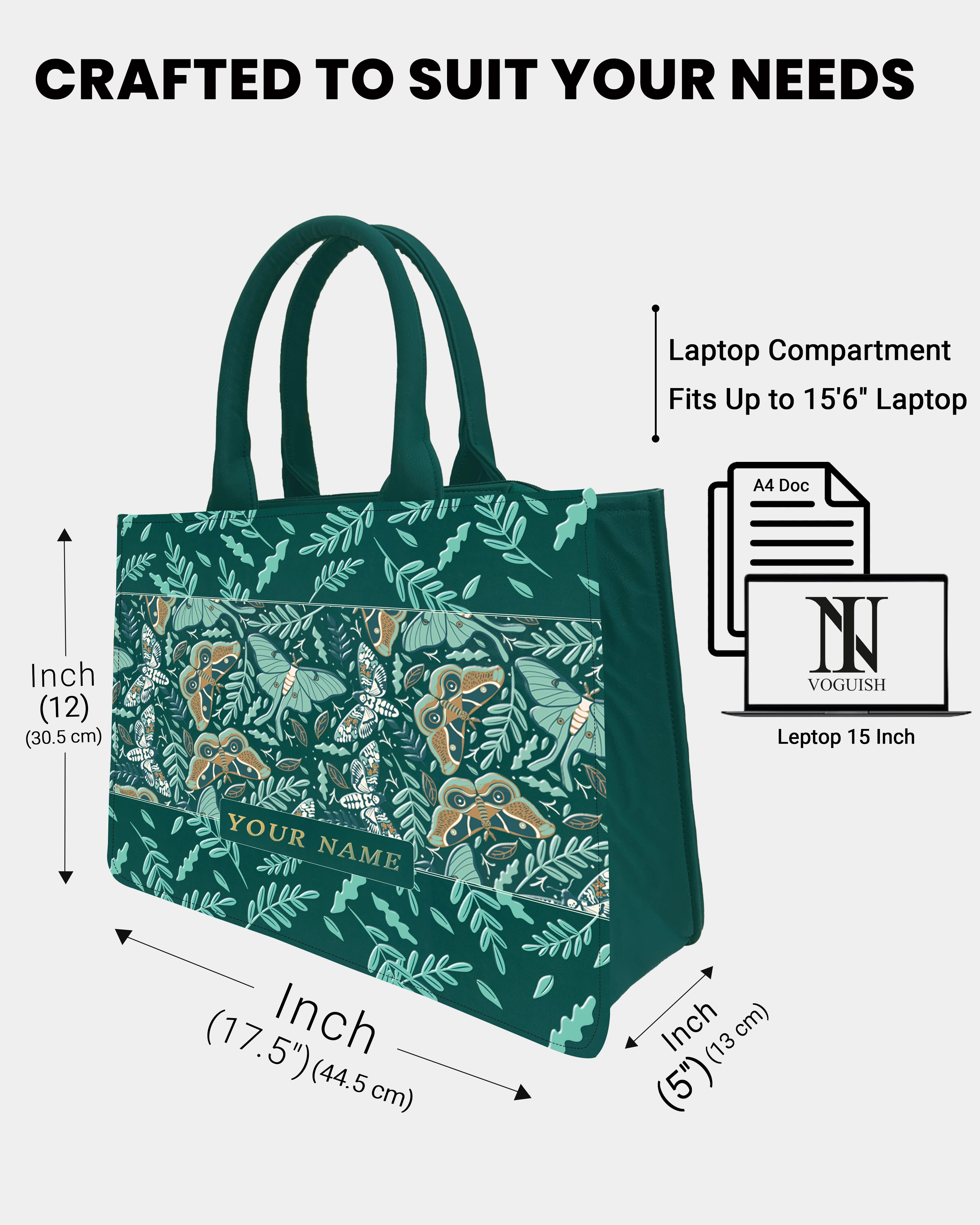 The Fluttered Garden 3D Embossed Personalized Tote Bag