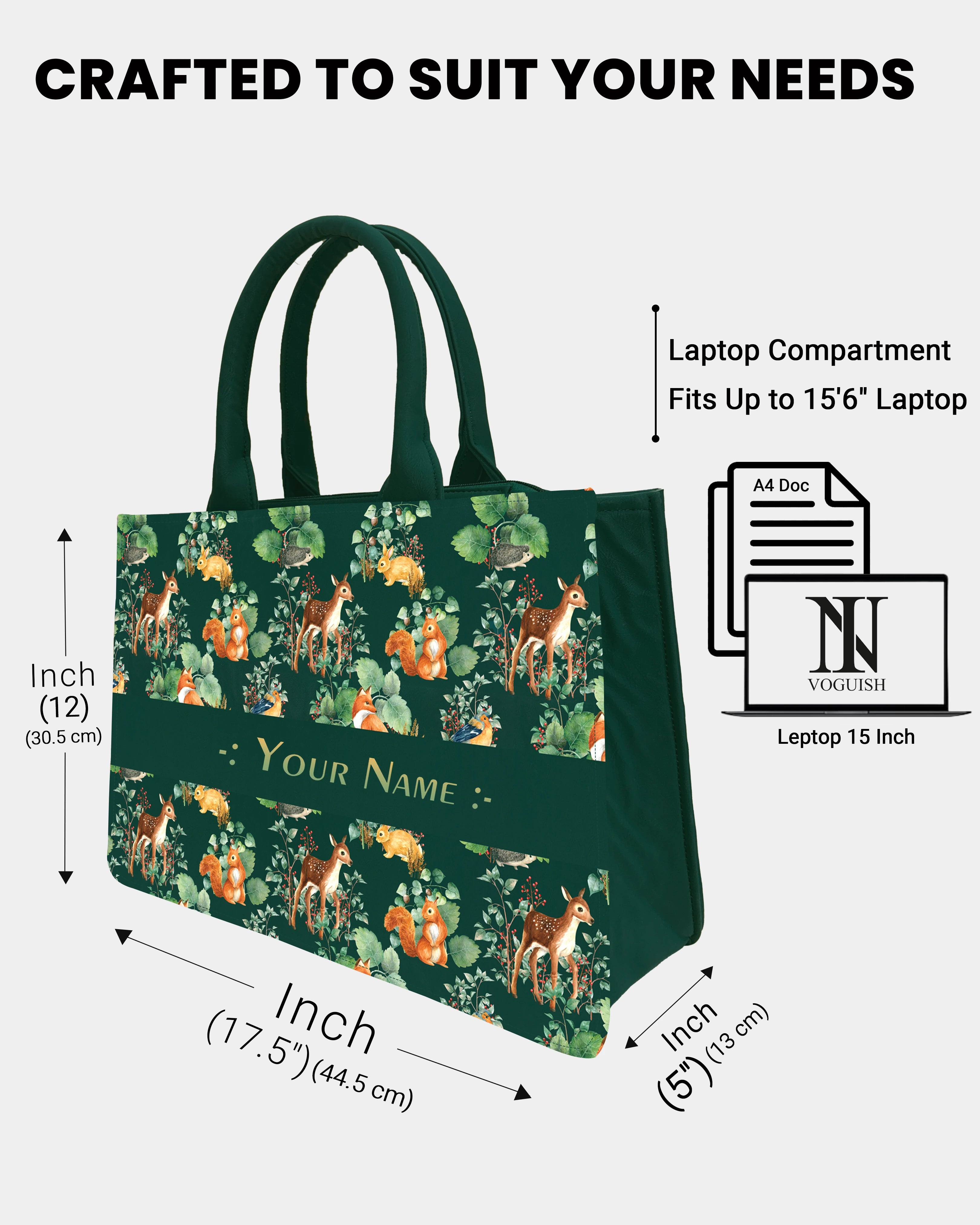 Wild Verge Embossed Customized Tote Bag - Green