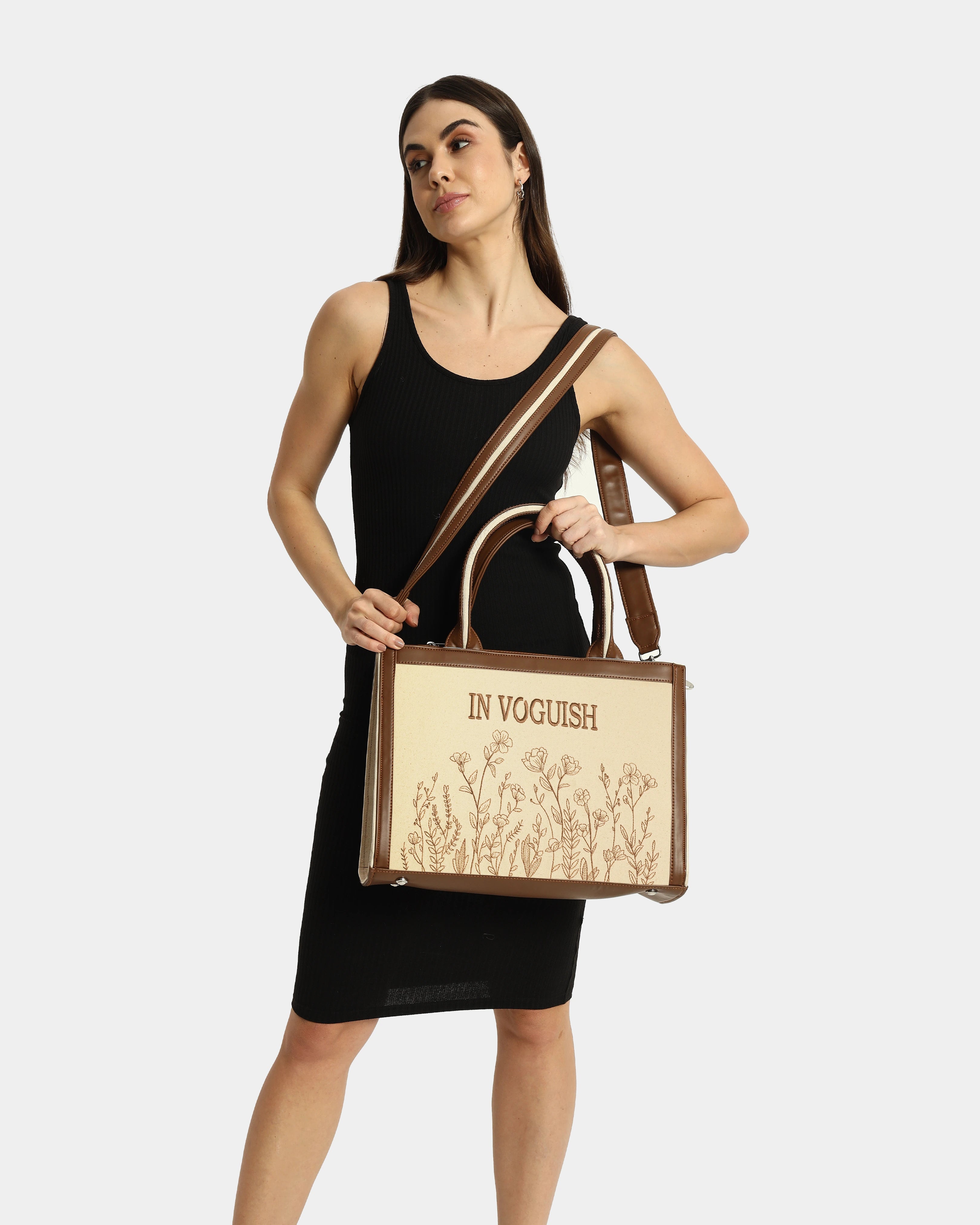 Voguish Women's Blossom Weave Embroidered Tote