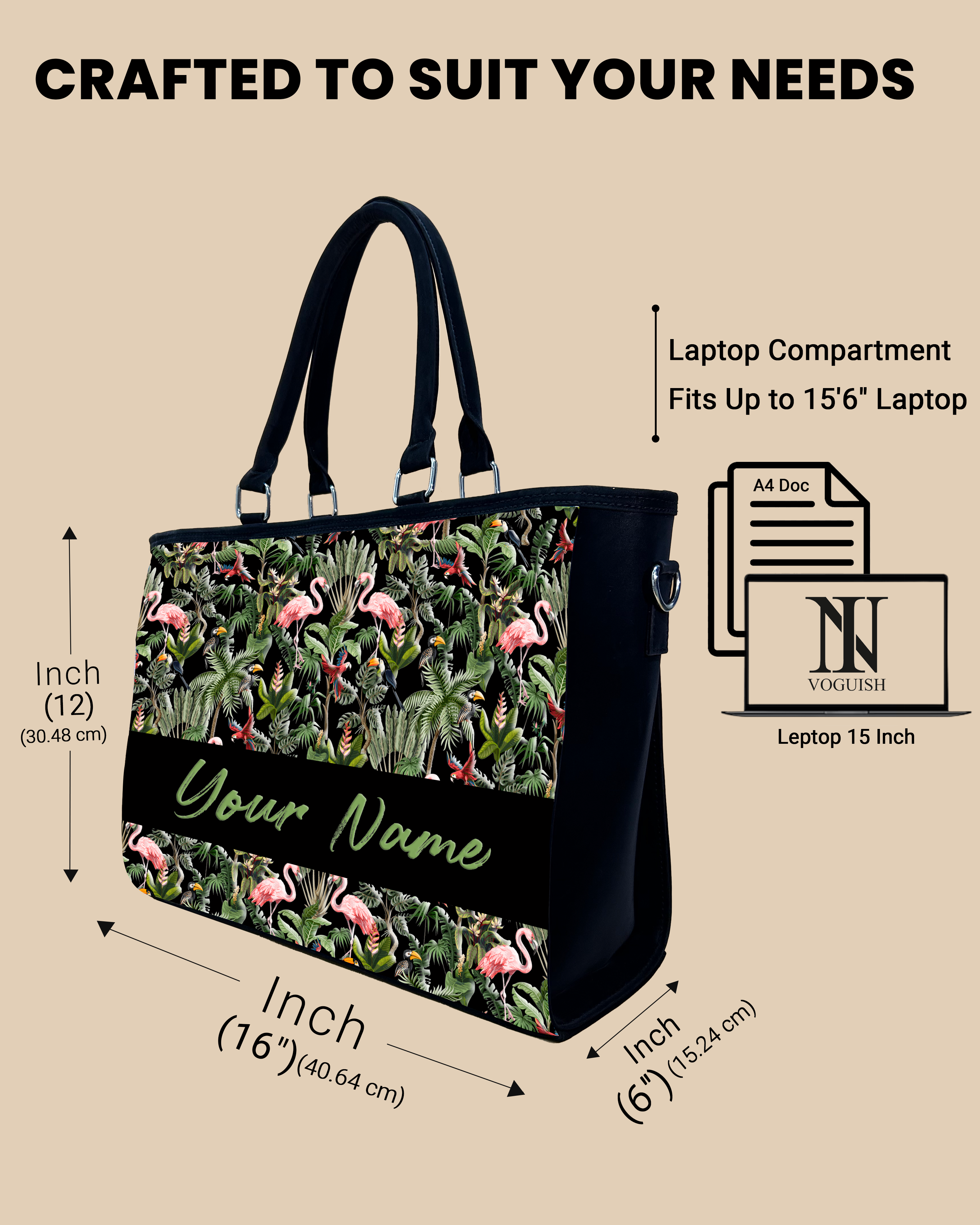 Flamingo And Colorful Parrot Oversized Tote