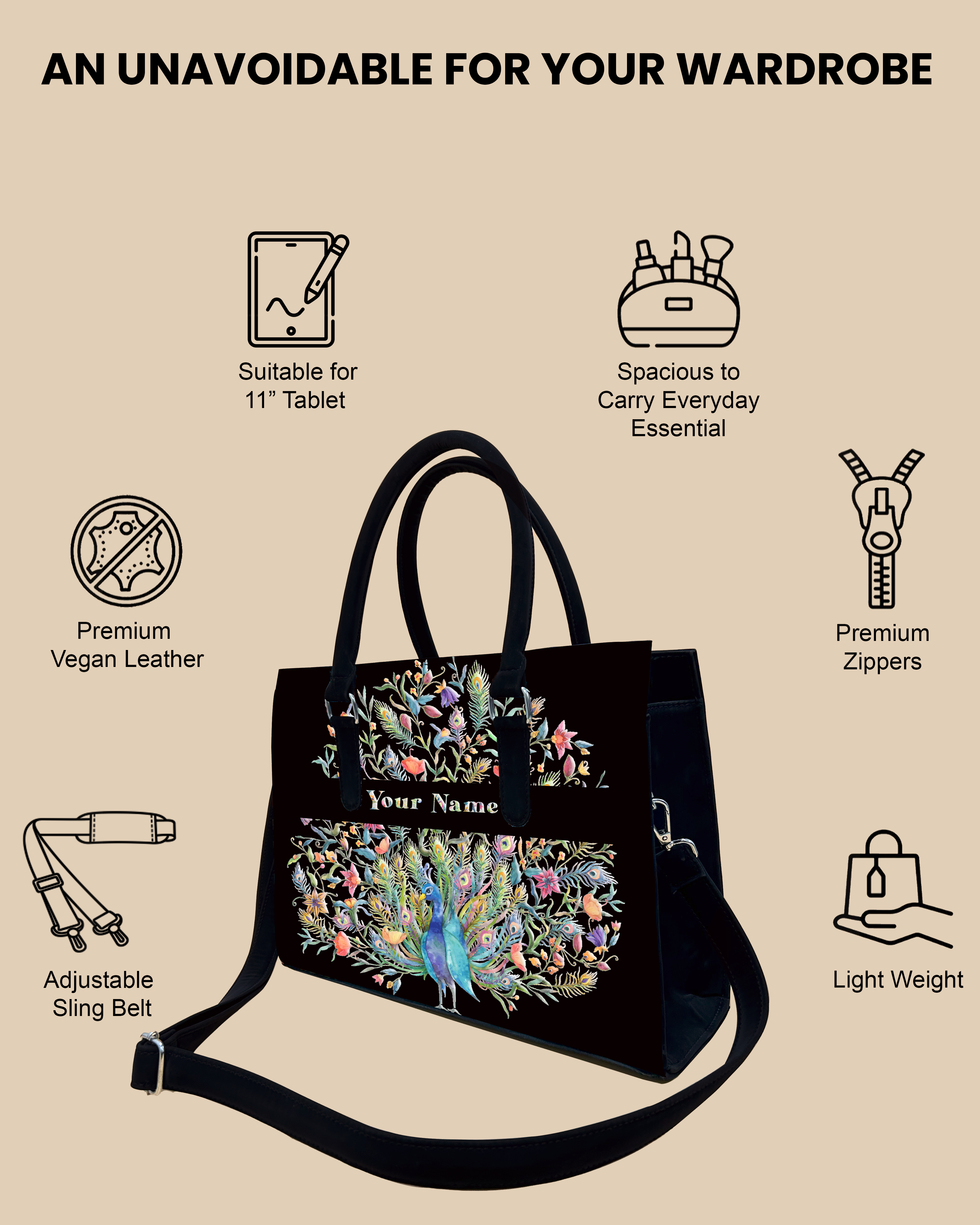 Peacock Designer Sling Tote