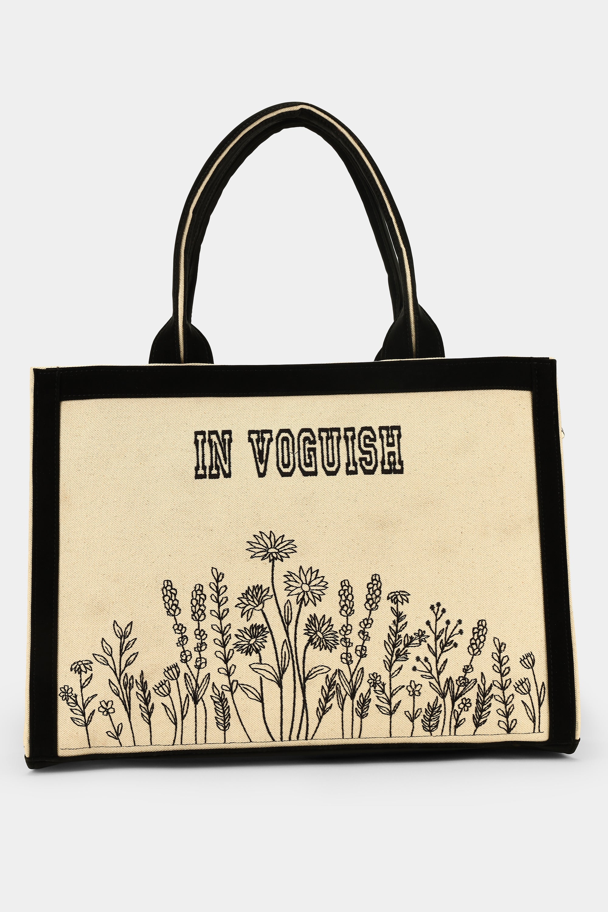 Customized Canvas Denim Embroidered Floral art Designer Tote Bag