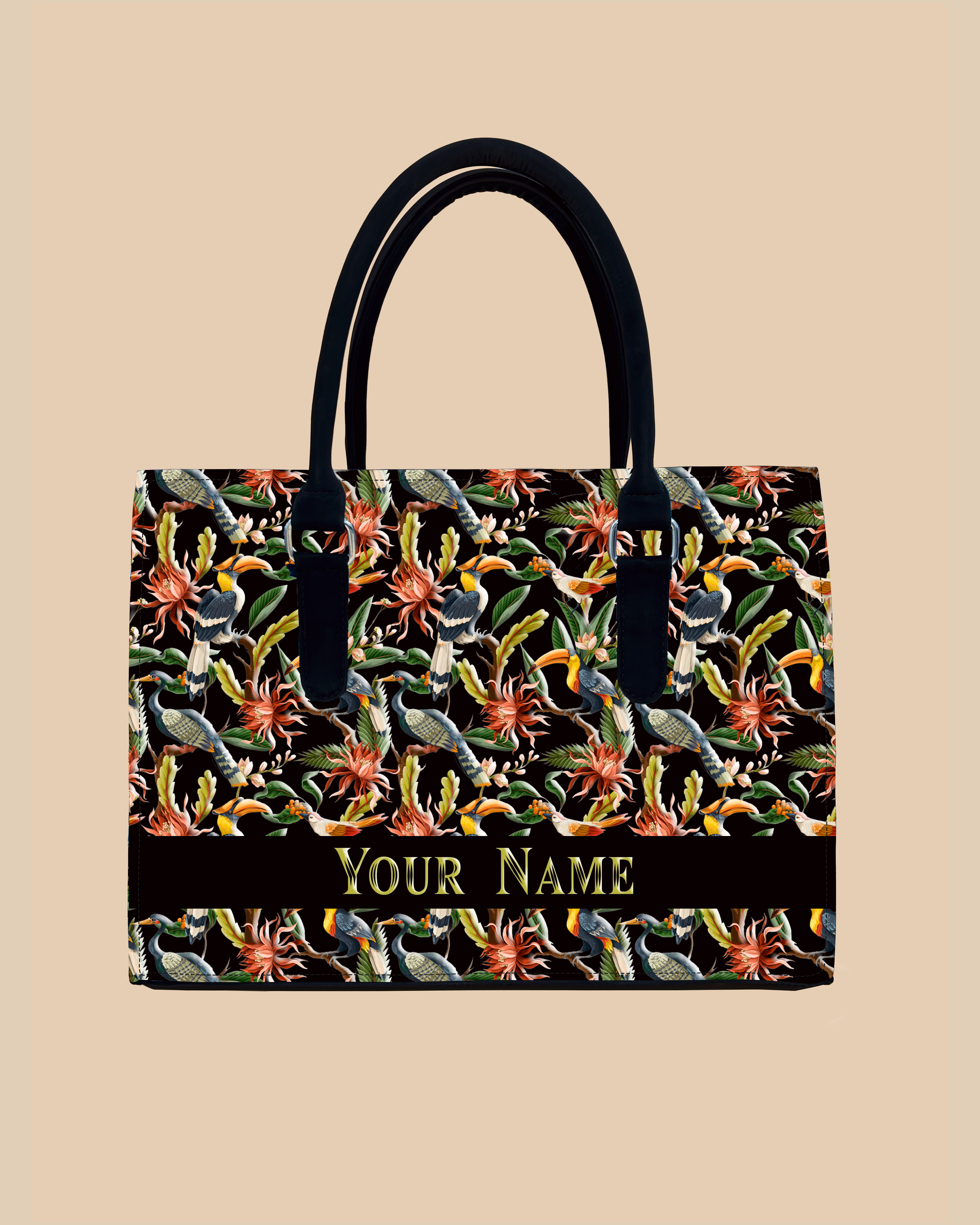 Hornbill , Carens Birds And Tropical Flowers Designer Sling Tote