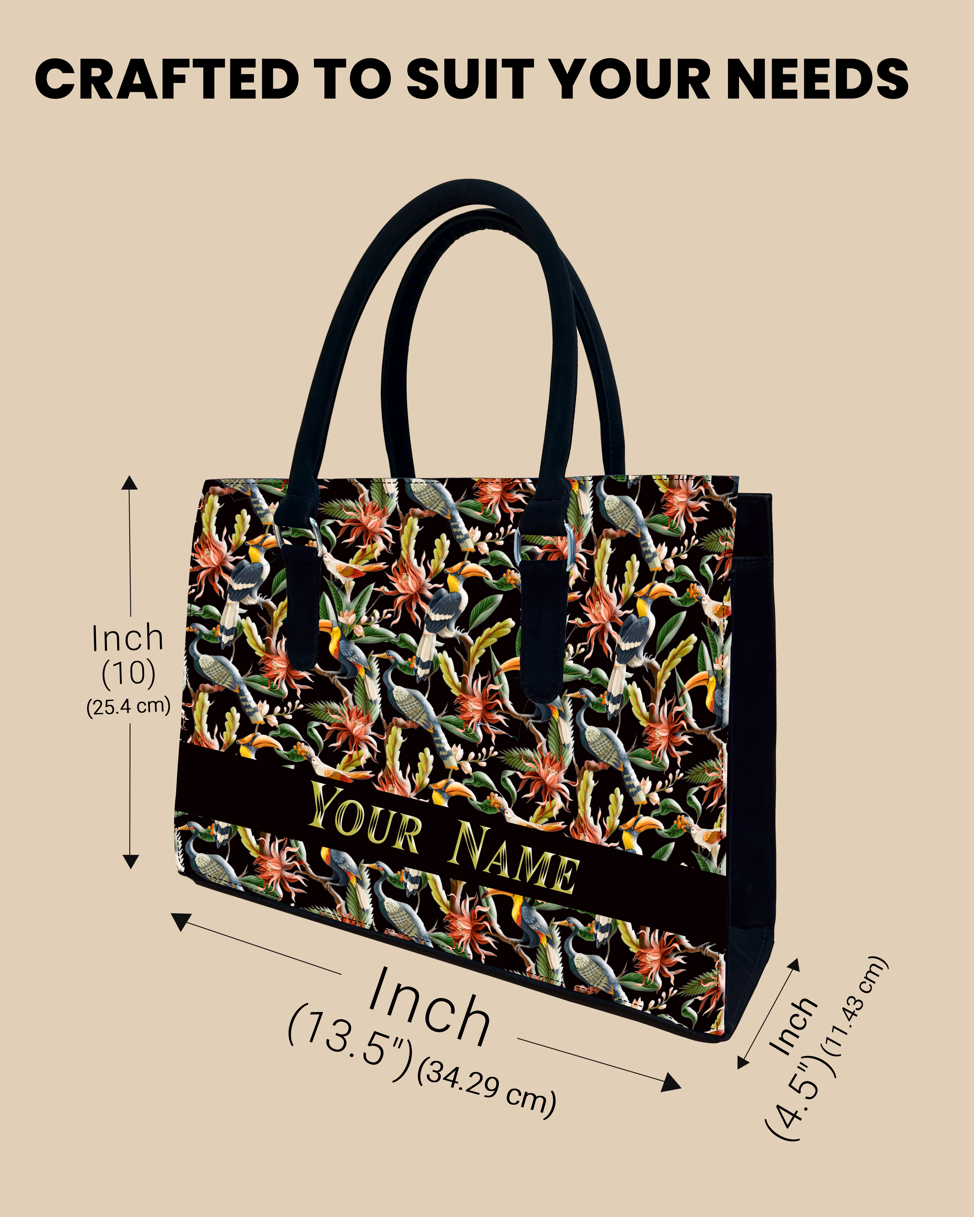 Hornbill , Carens Birds And Tropical Flowers Designer Sling Tote