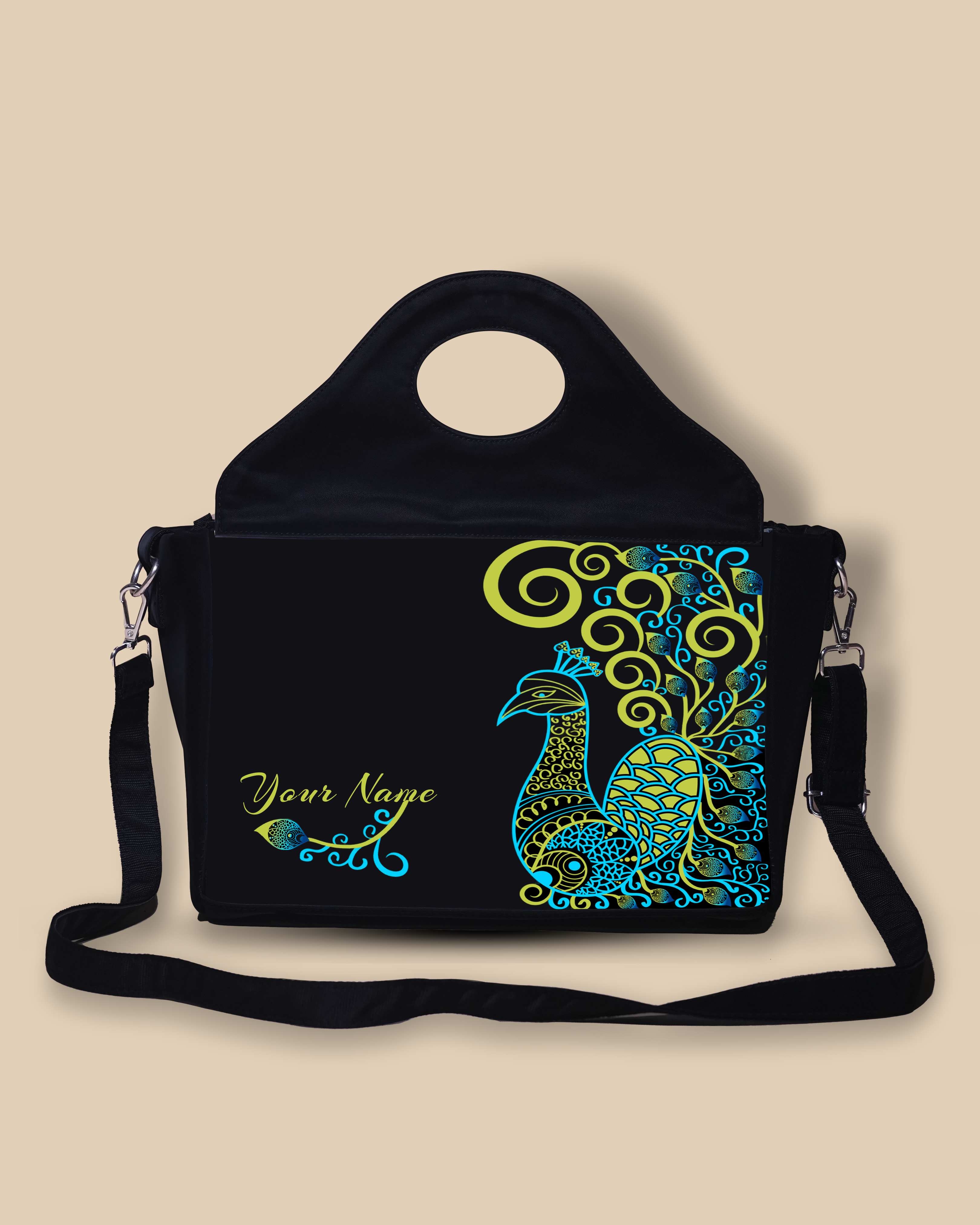 Customized Sling Purse Designed with Artistic mandala peacock