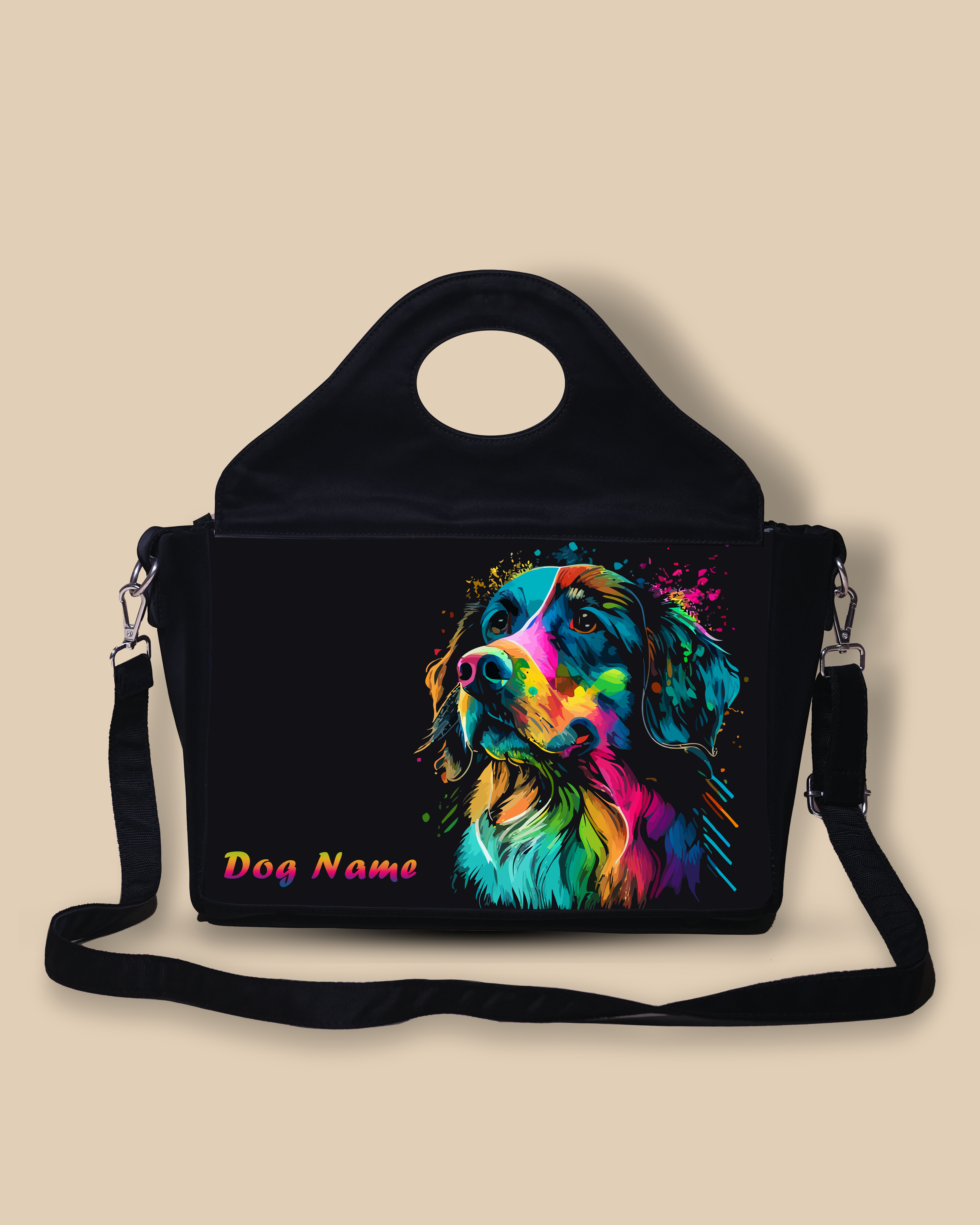 Customized Sling Purse Designed With Colourful Dog