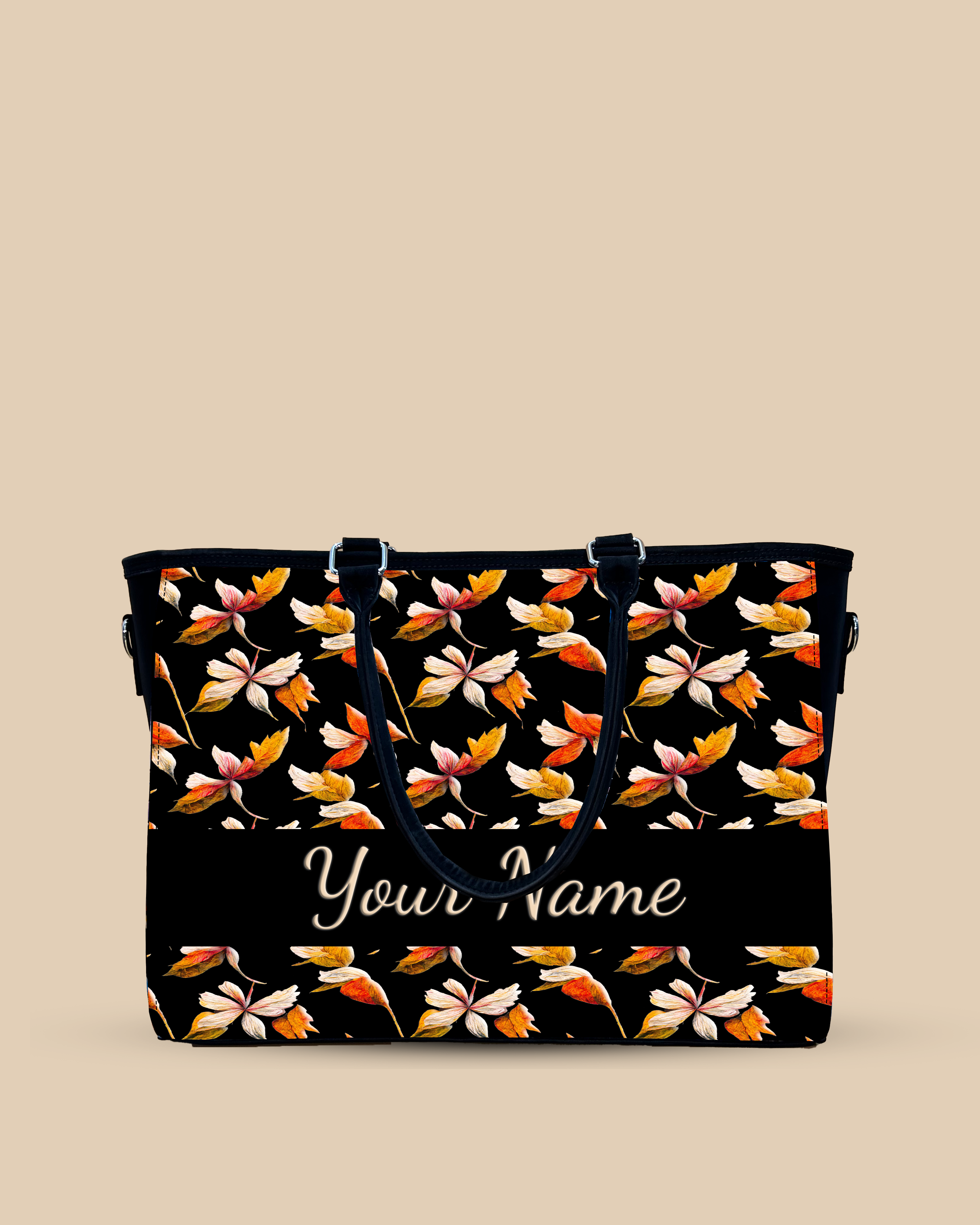 Watercolor Autumn Leaves Pattern Oversized Tote