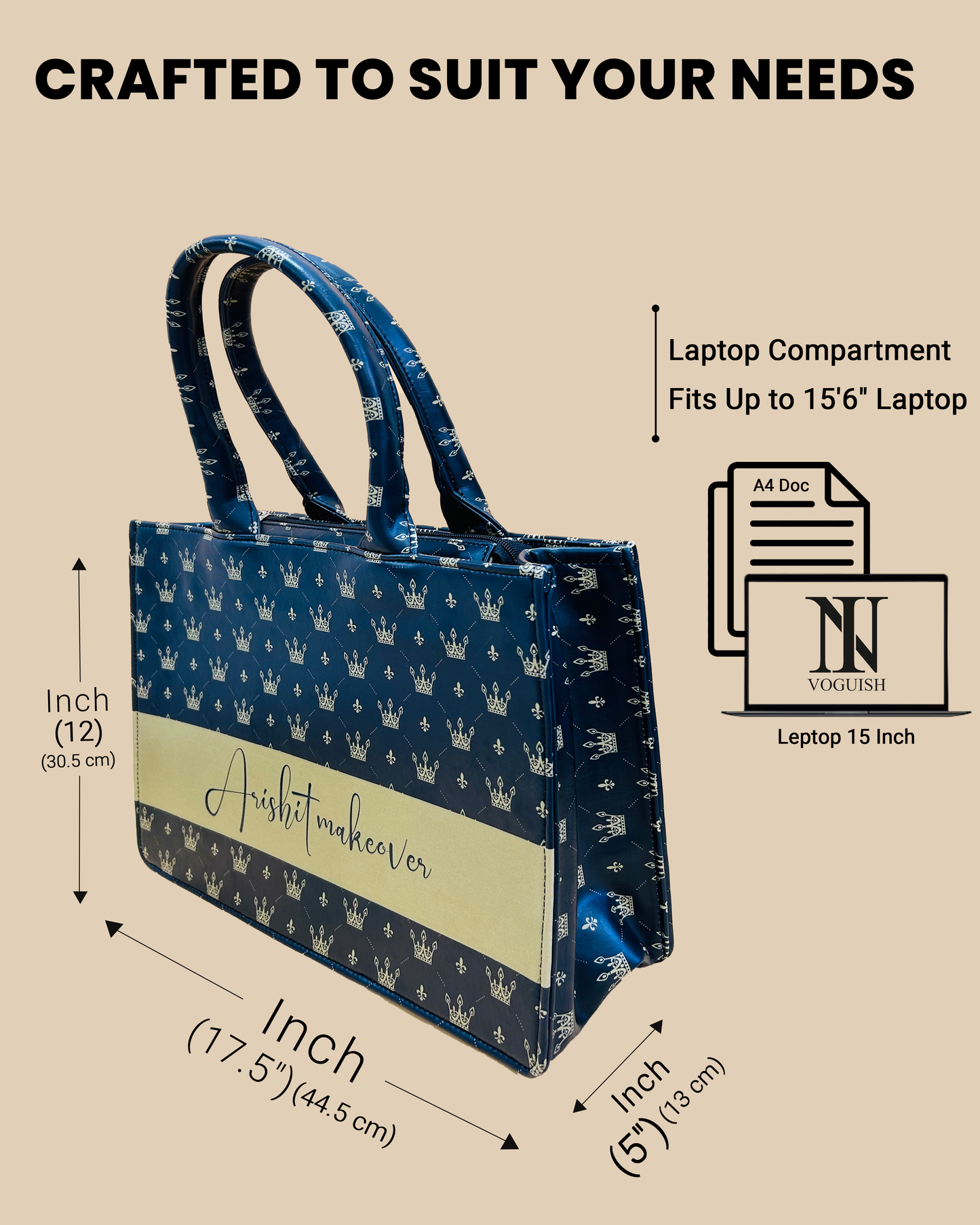 Customized Tote Bag  Designed with Baby Prince Crown