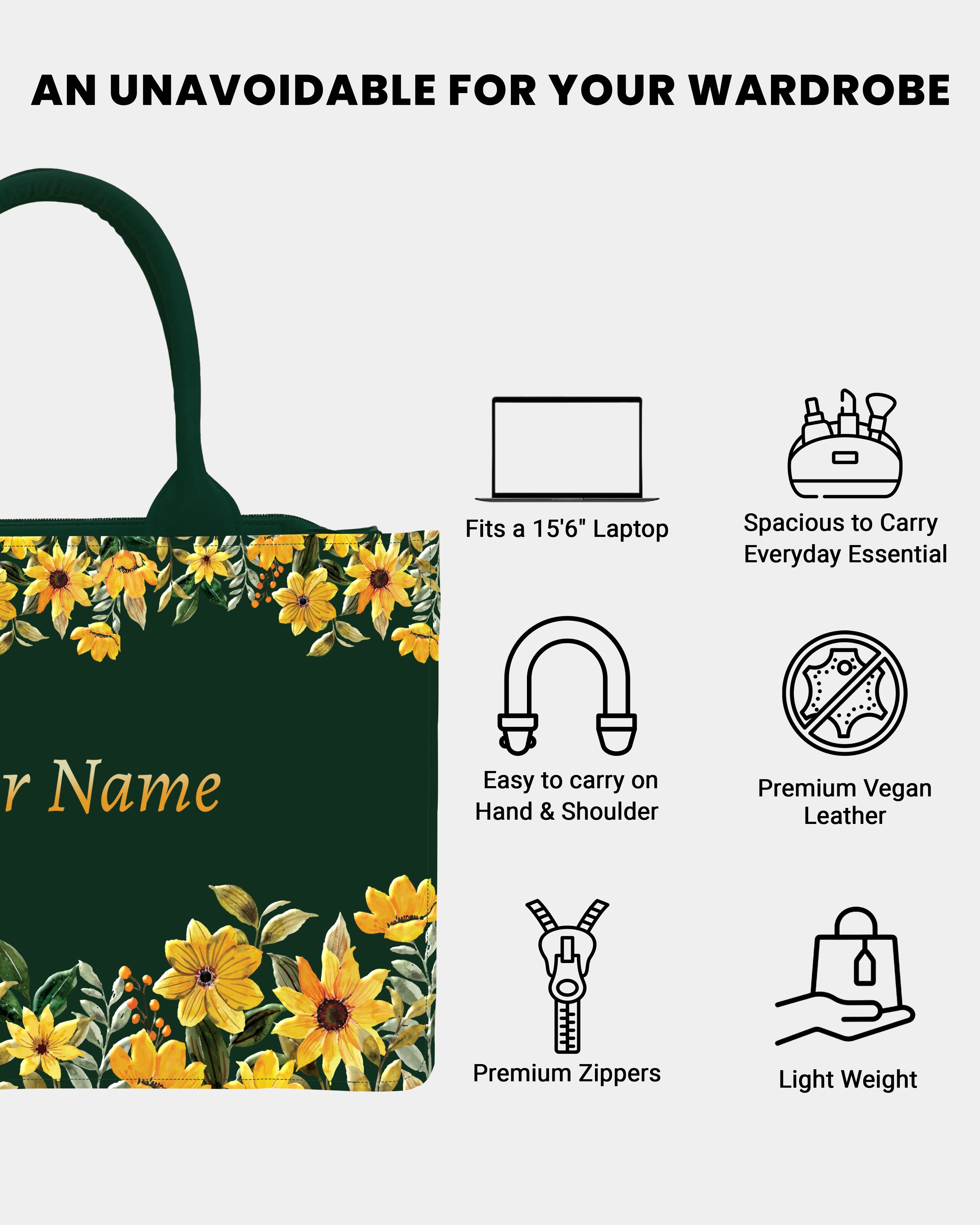 Marigold SunFlower Green Voguish Customized Bag