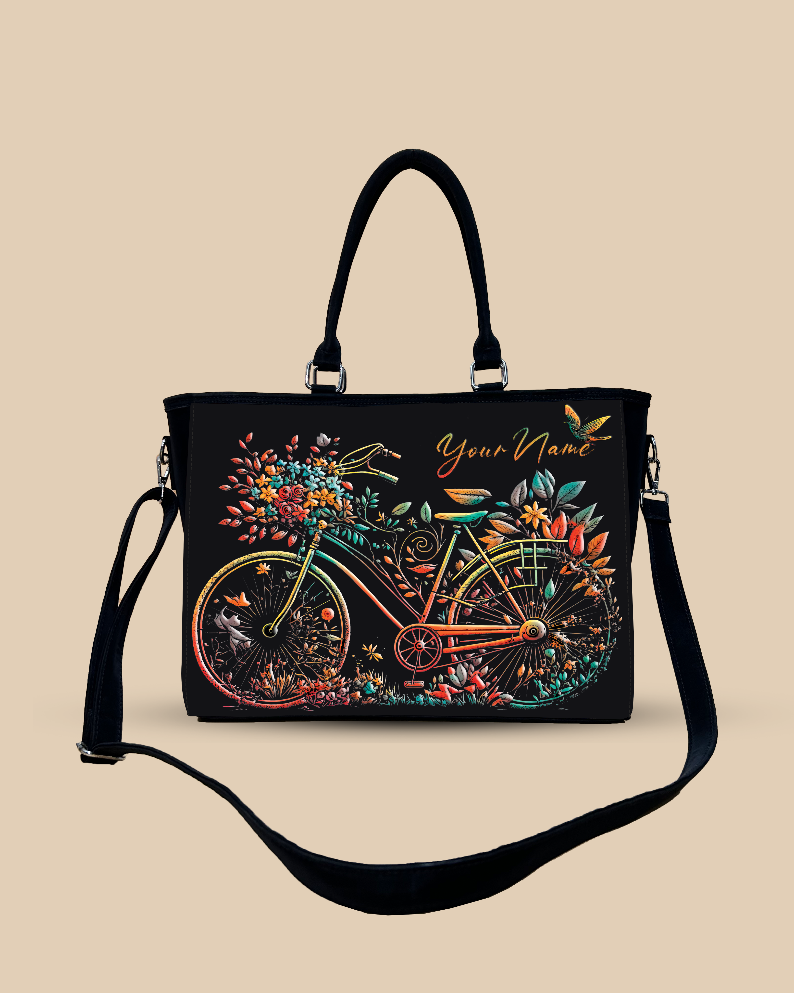 Growing Nature On Colorful Bicycle Oversized Tote