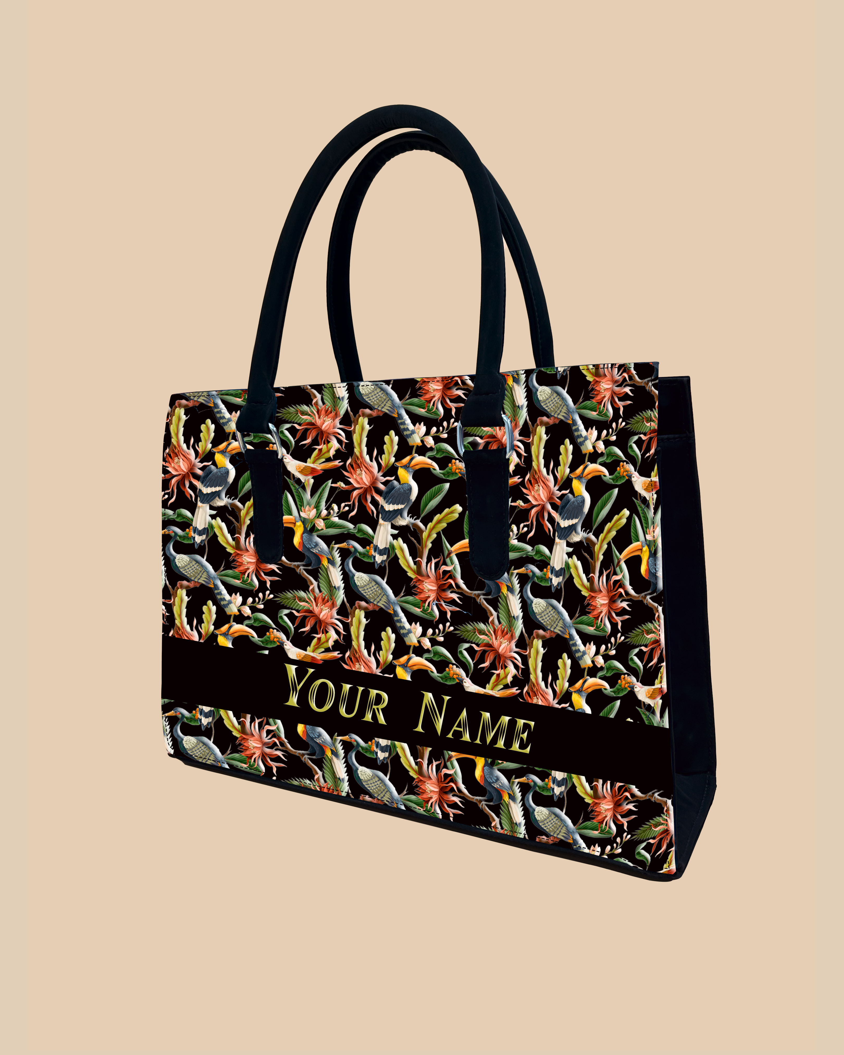 Hornbill , Carens Birds And Tropical Flowers Designer Sling Tote