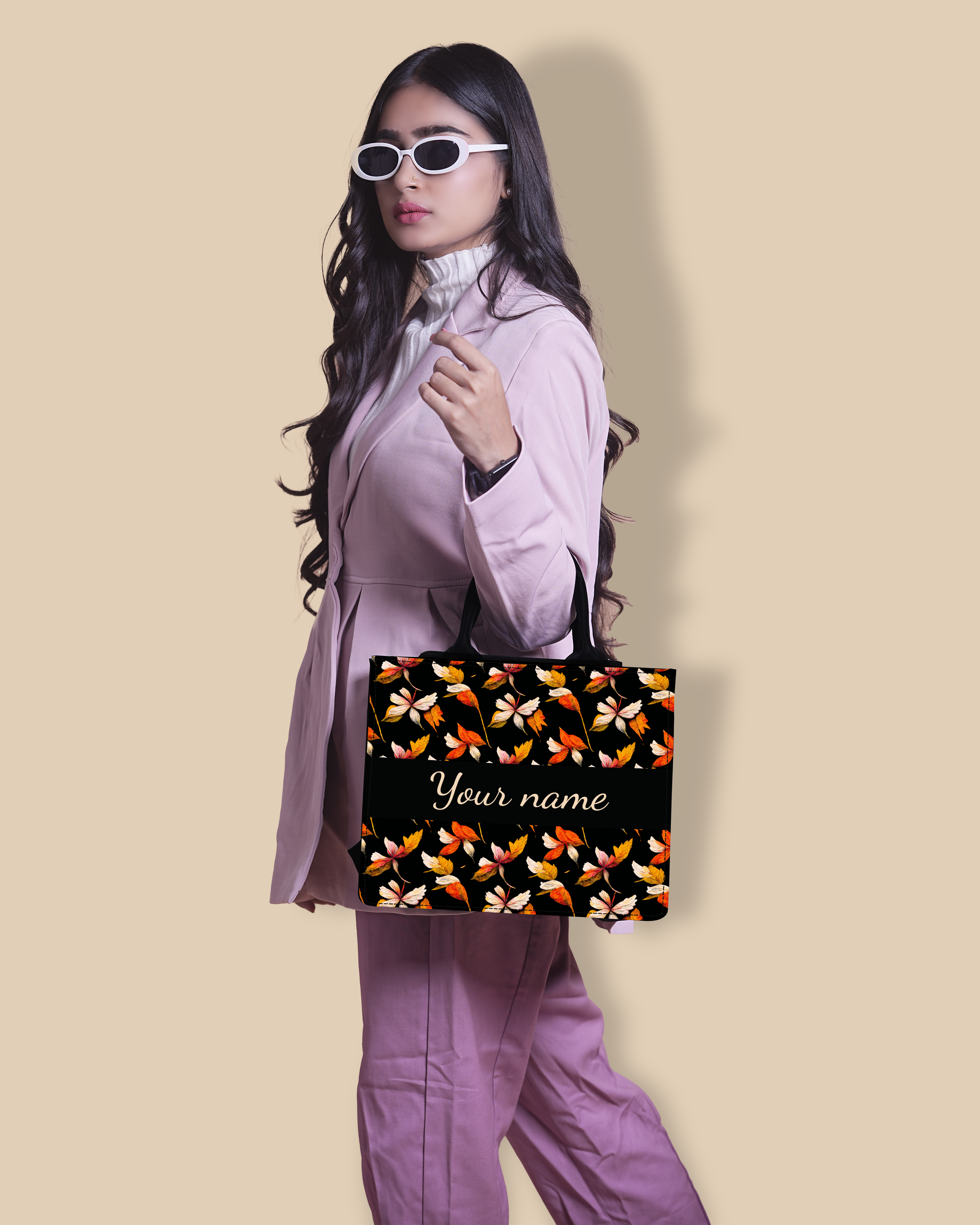 Customized small Tote Bag Designed with Watercolor Autumn Leaves Pattern