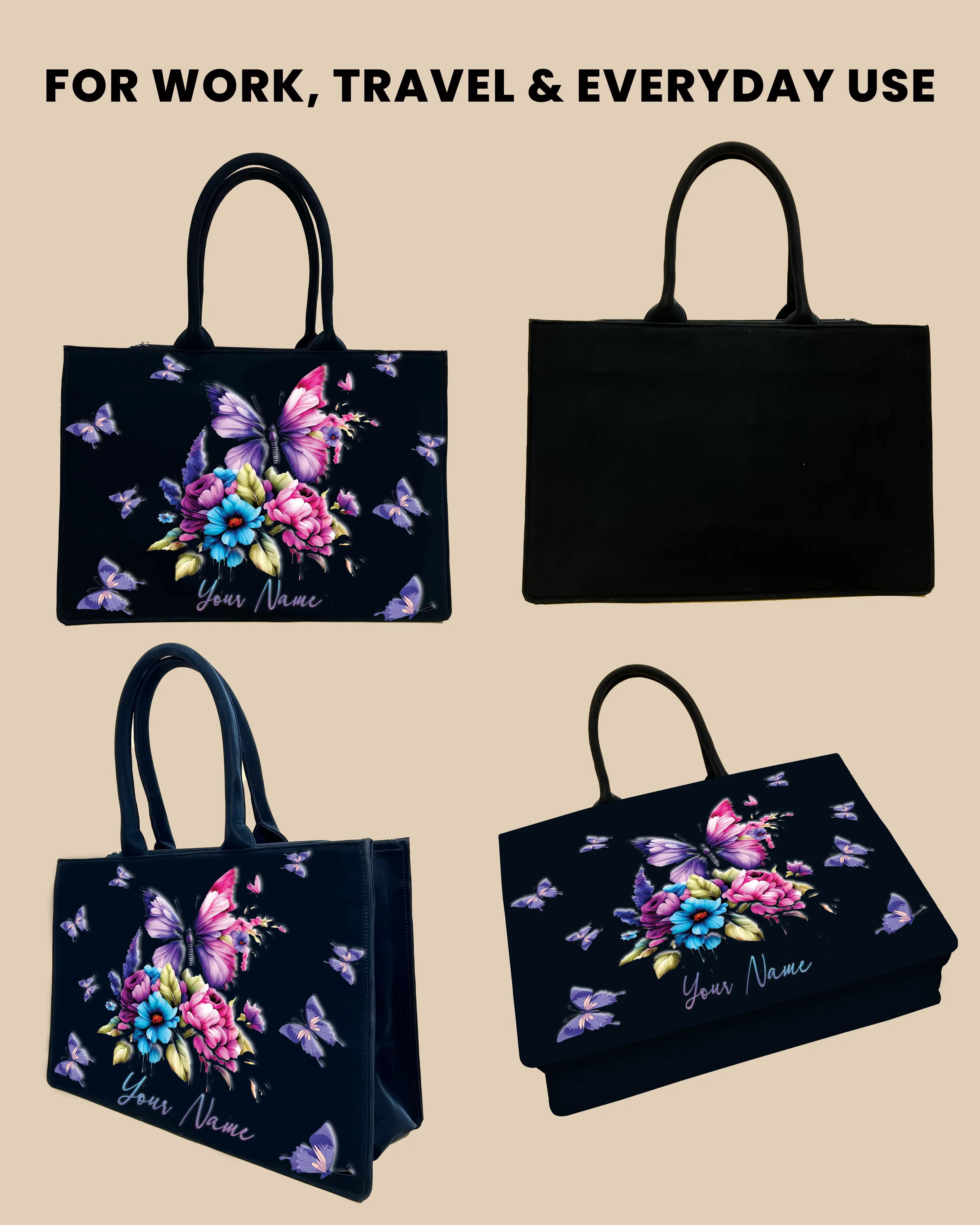 Colorful Floral & Butterfly Customized Bag with Name