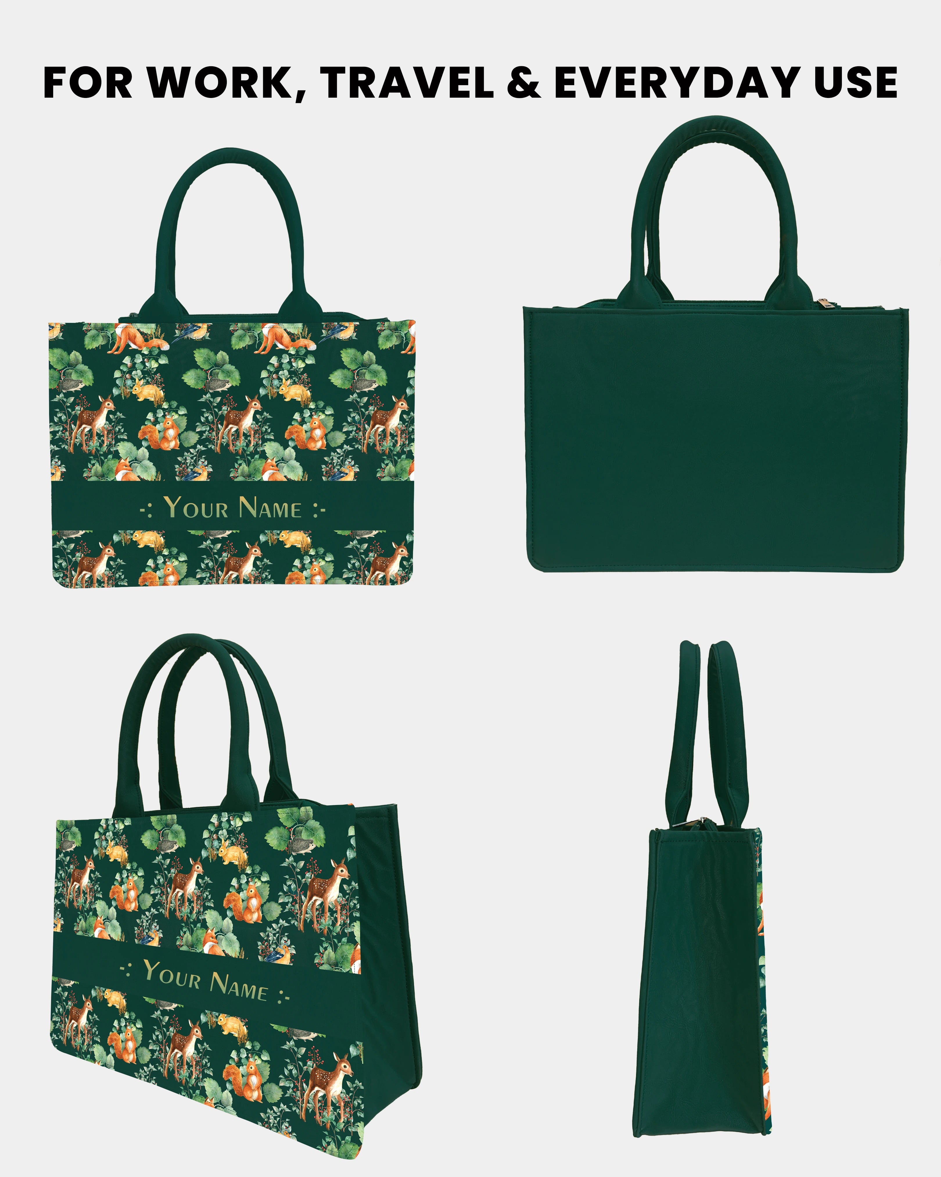 Wild Verge Embossed Customized Tote Bag - Green