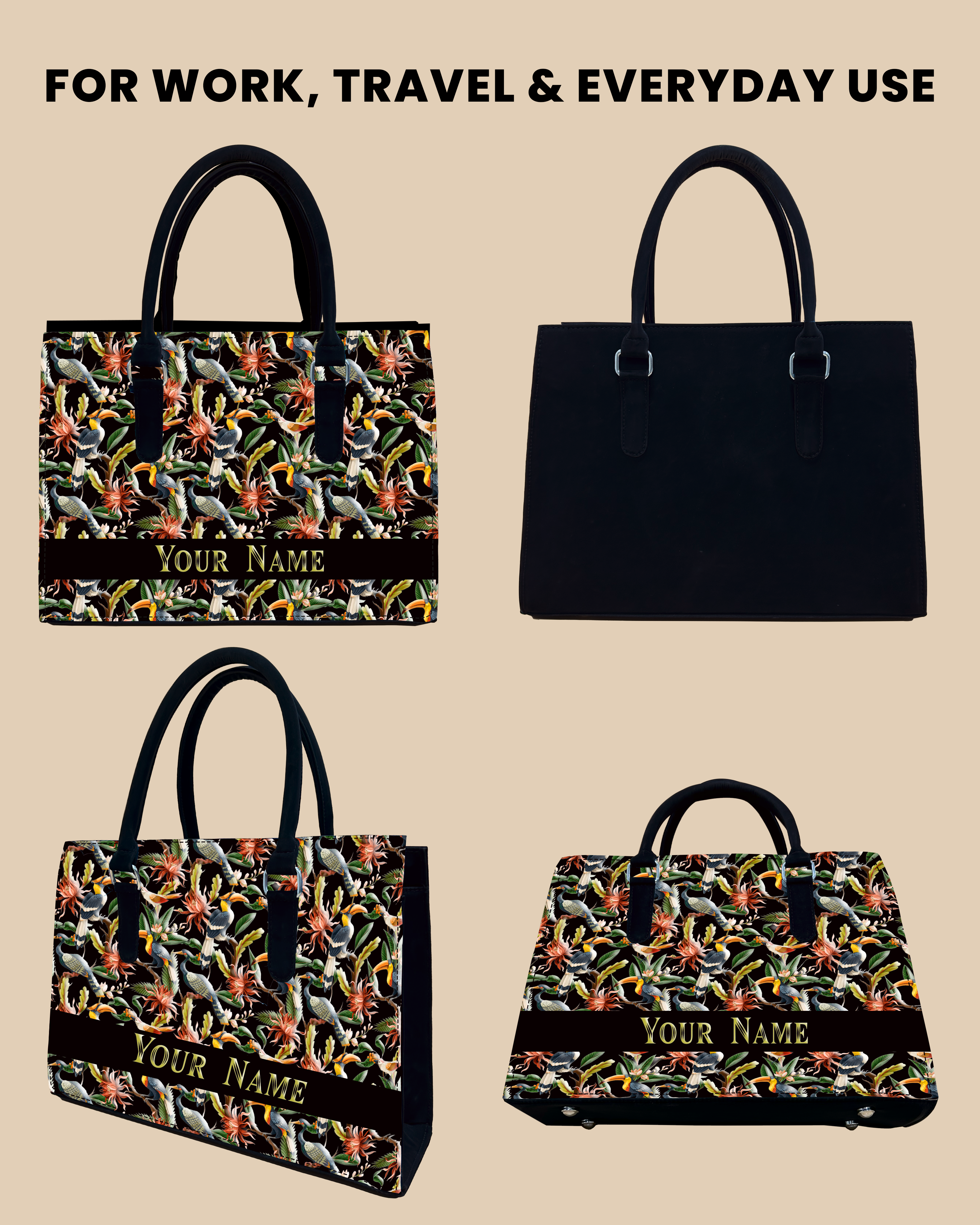 Hornbill , Carens Birds And Tropical Flowers Designer Sling Tote