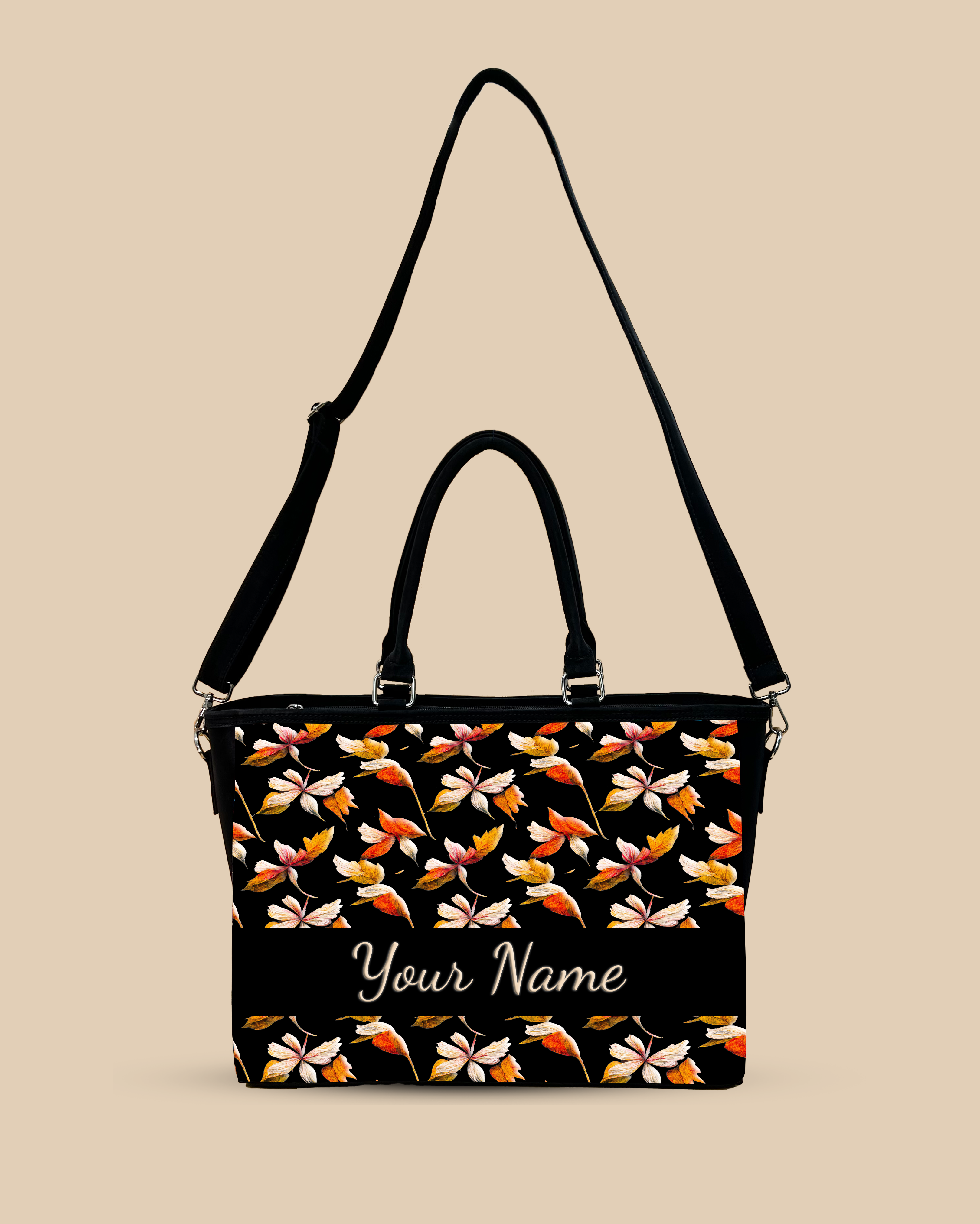 Watercolor Autumn Leaves Pattern Oversized Tote