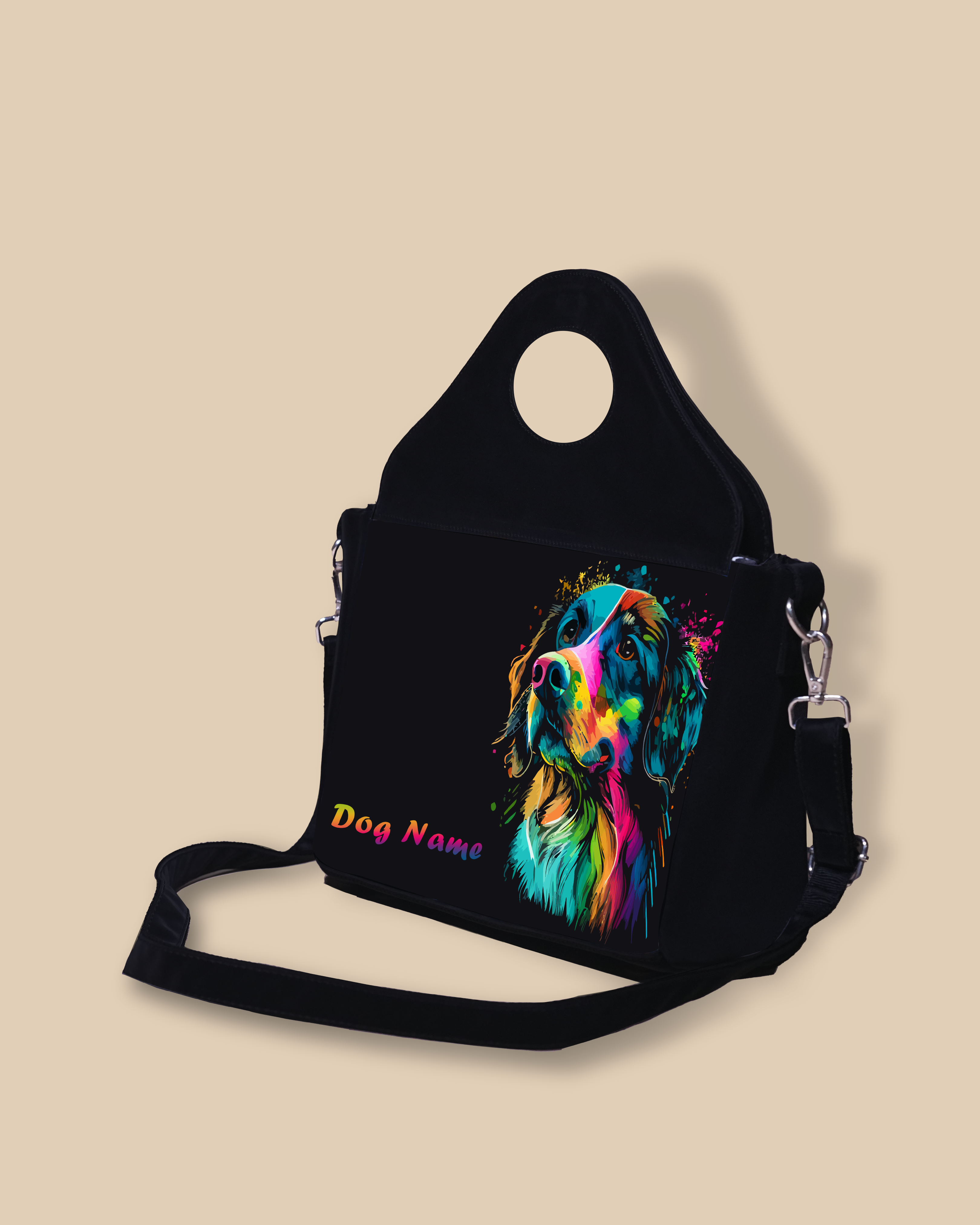 Customized Sling Purse Designed With Colourful Dog