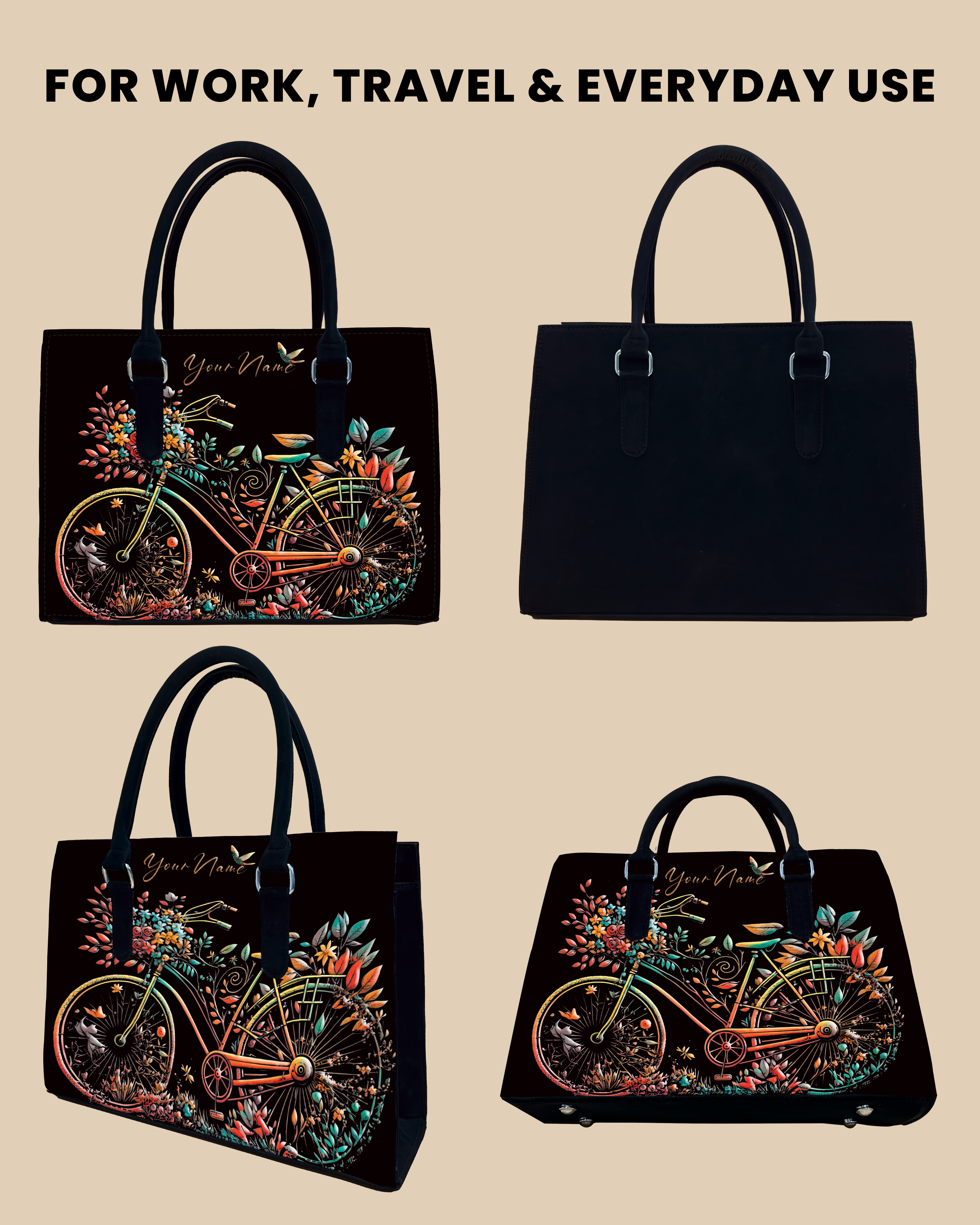 Growing Nature On Colorful Bicycle Designer Sling Tote