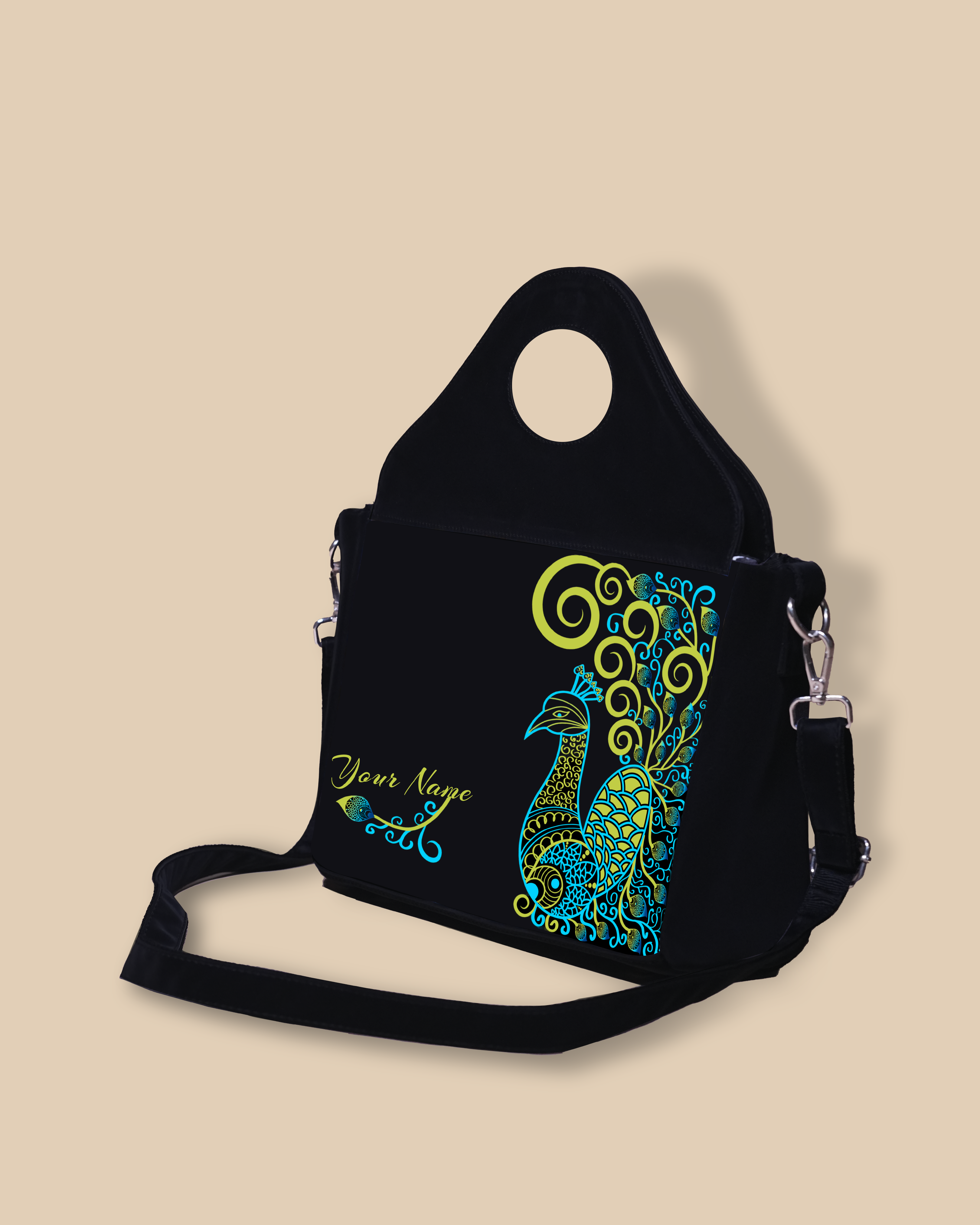 Customized Sling Purse Designed with Artistic mandala peacock