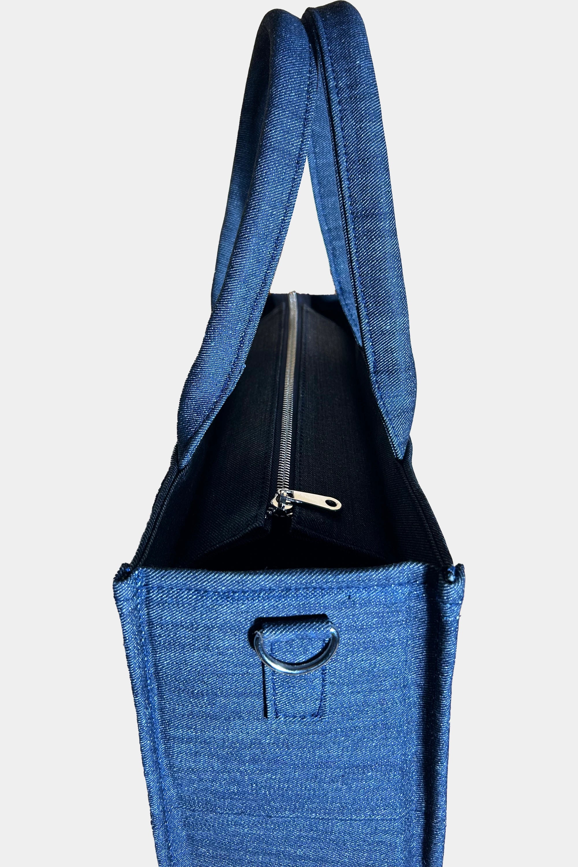 Blue Denim Royal Thread Embroidered Tote