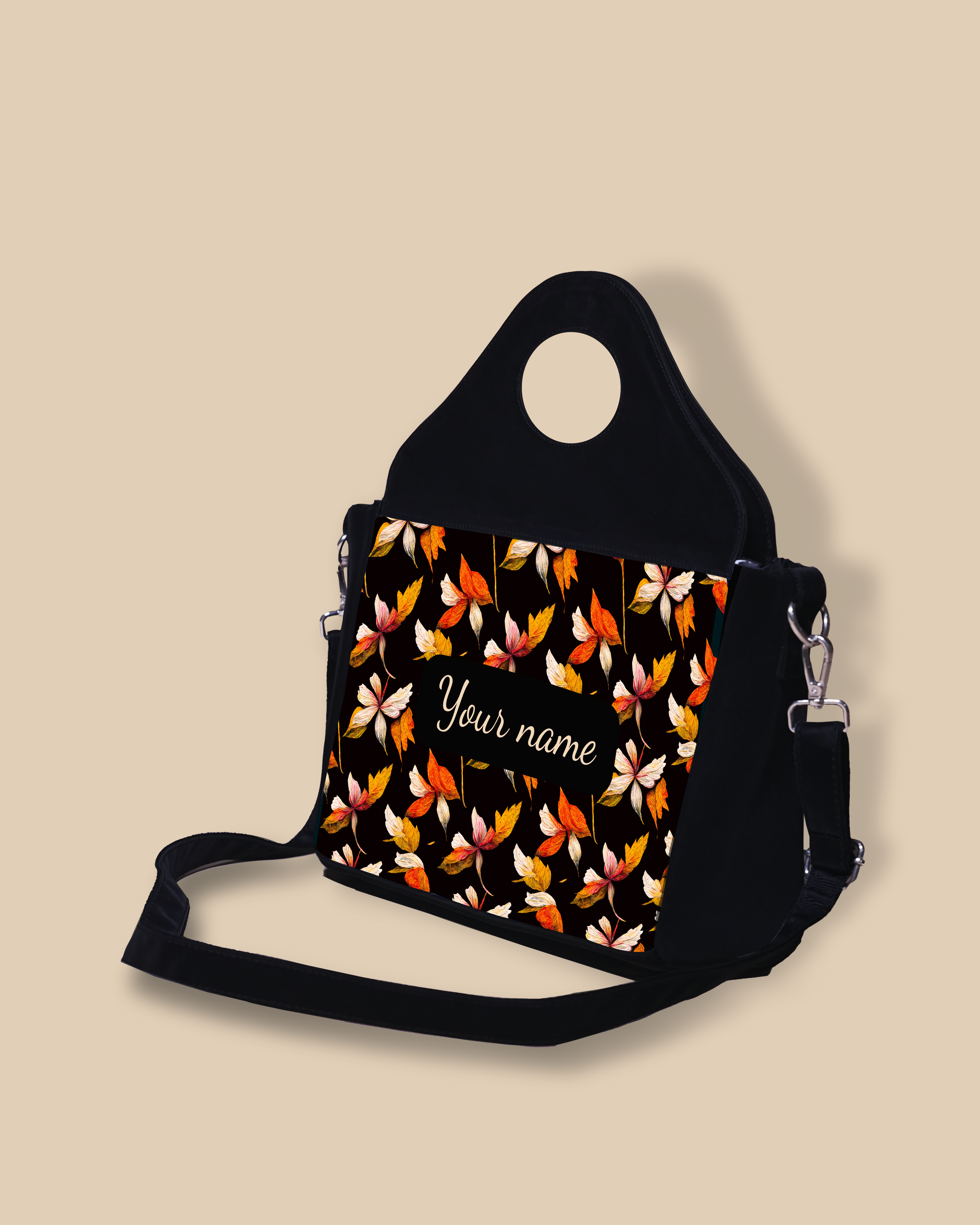 Customized Sling Purse Designed with Watercolor Autumn Leaves Pattern