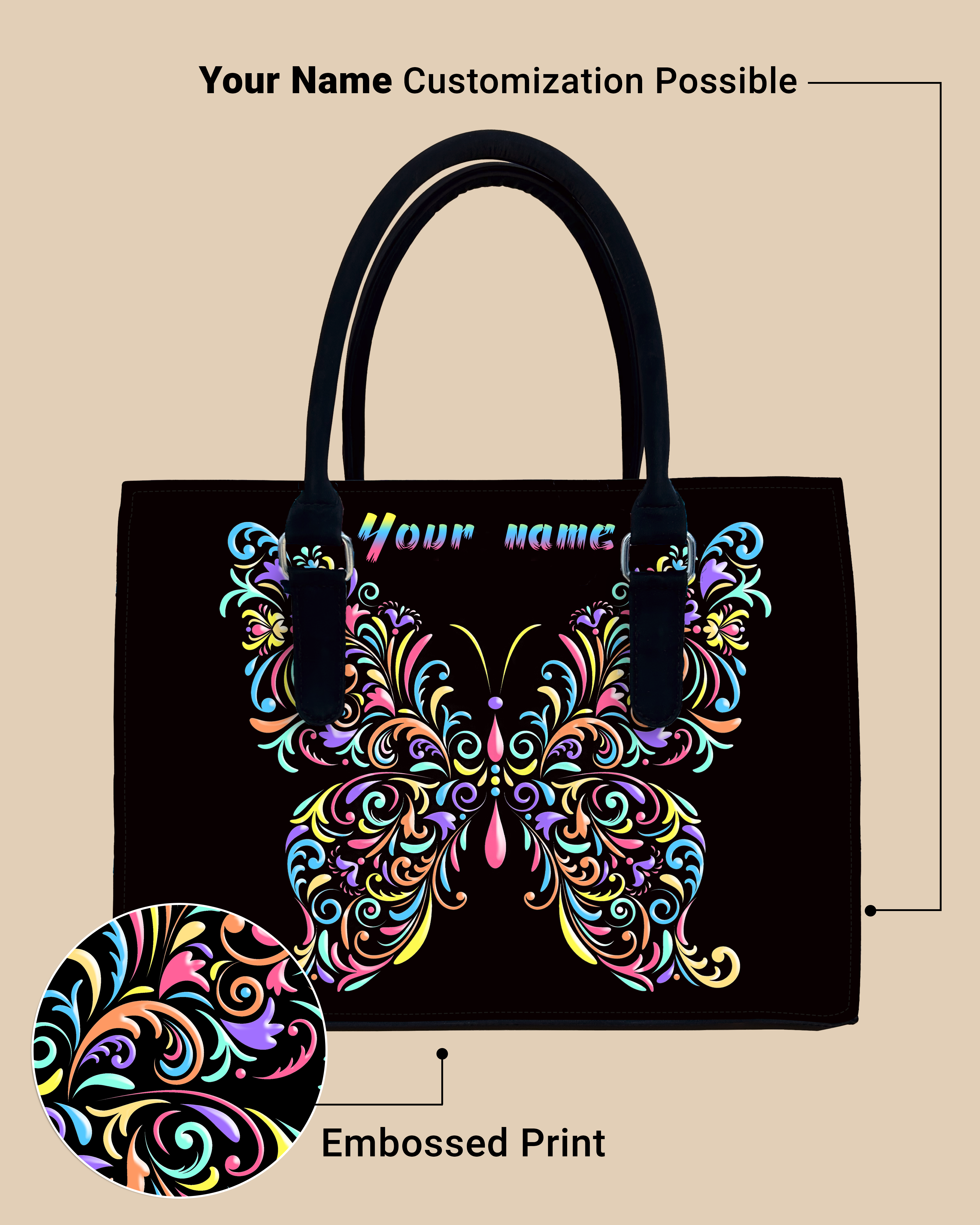 Colorful butterfly Pattern Designer Sling Tote