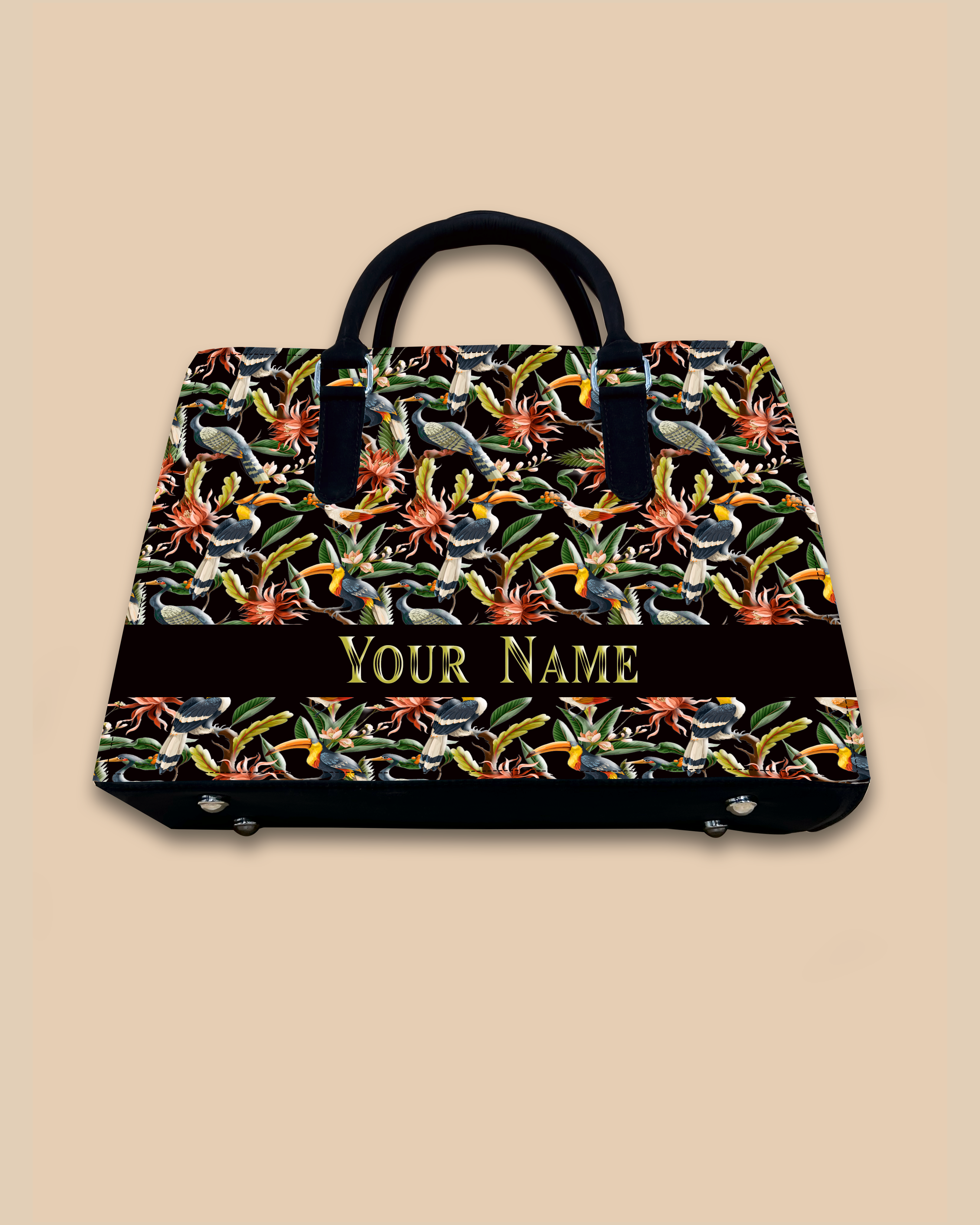 Hornbill , Carens Birds And Tropical Flowers Designer Sling Tote