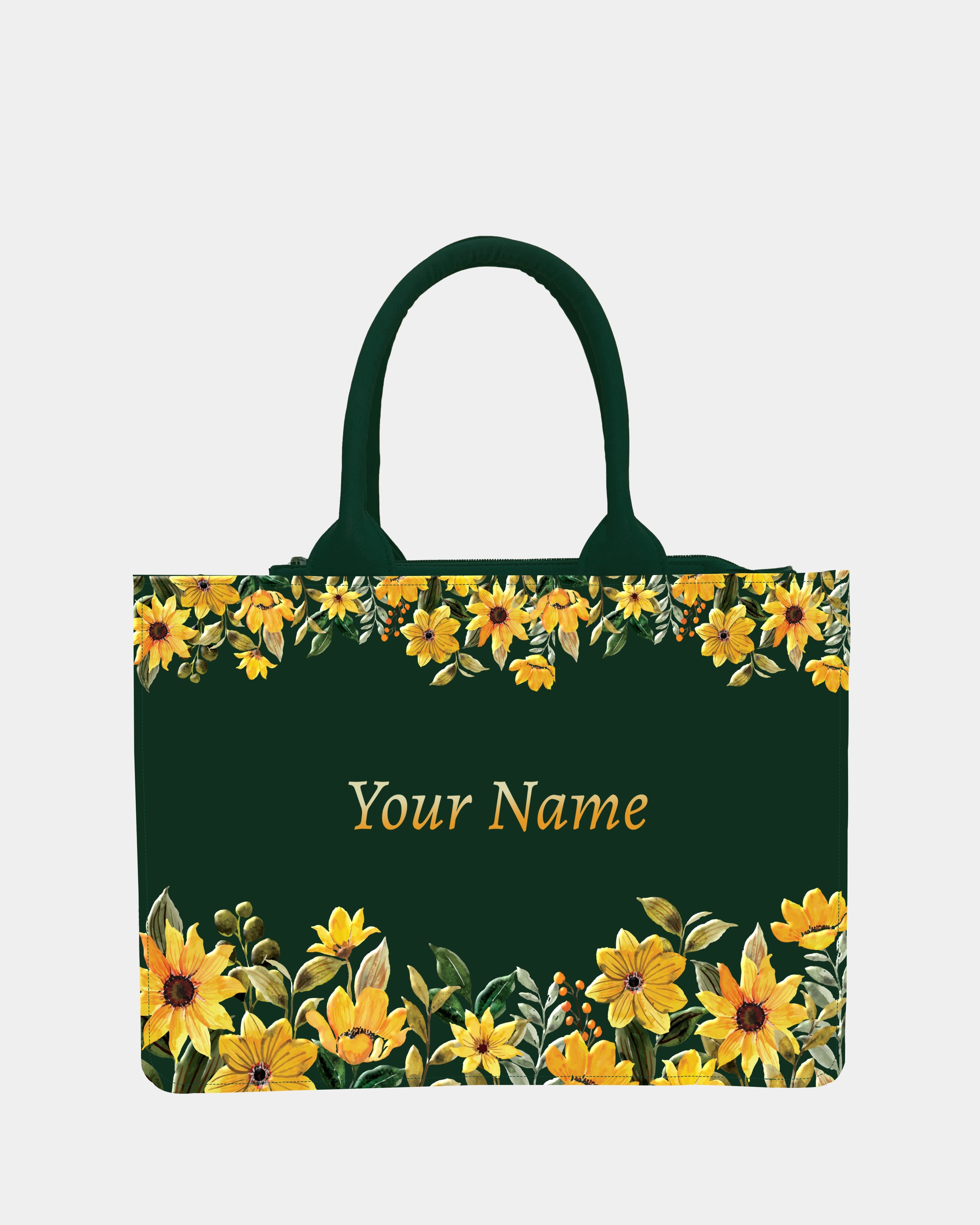 Marigold SunFlower Green Voguish Customized Bag