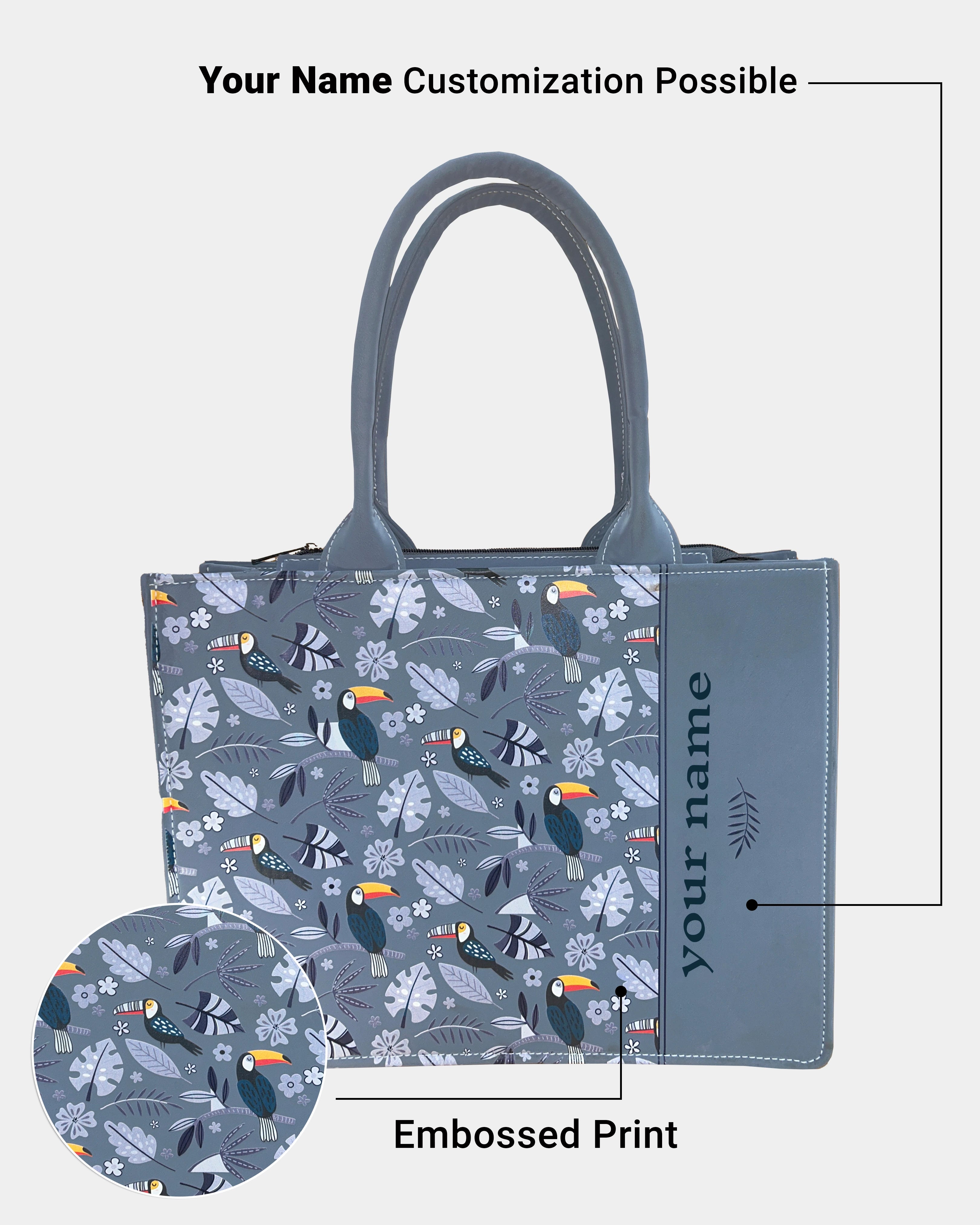 Ocean Mist Designer Embossed Customized Tote Bag