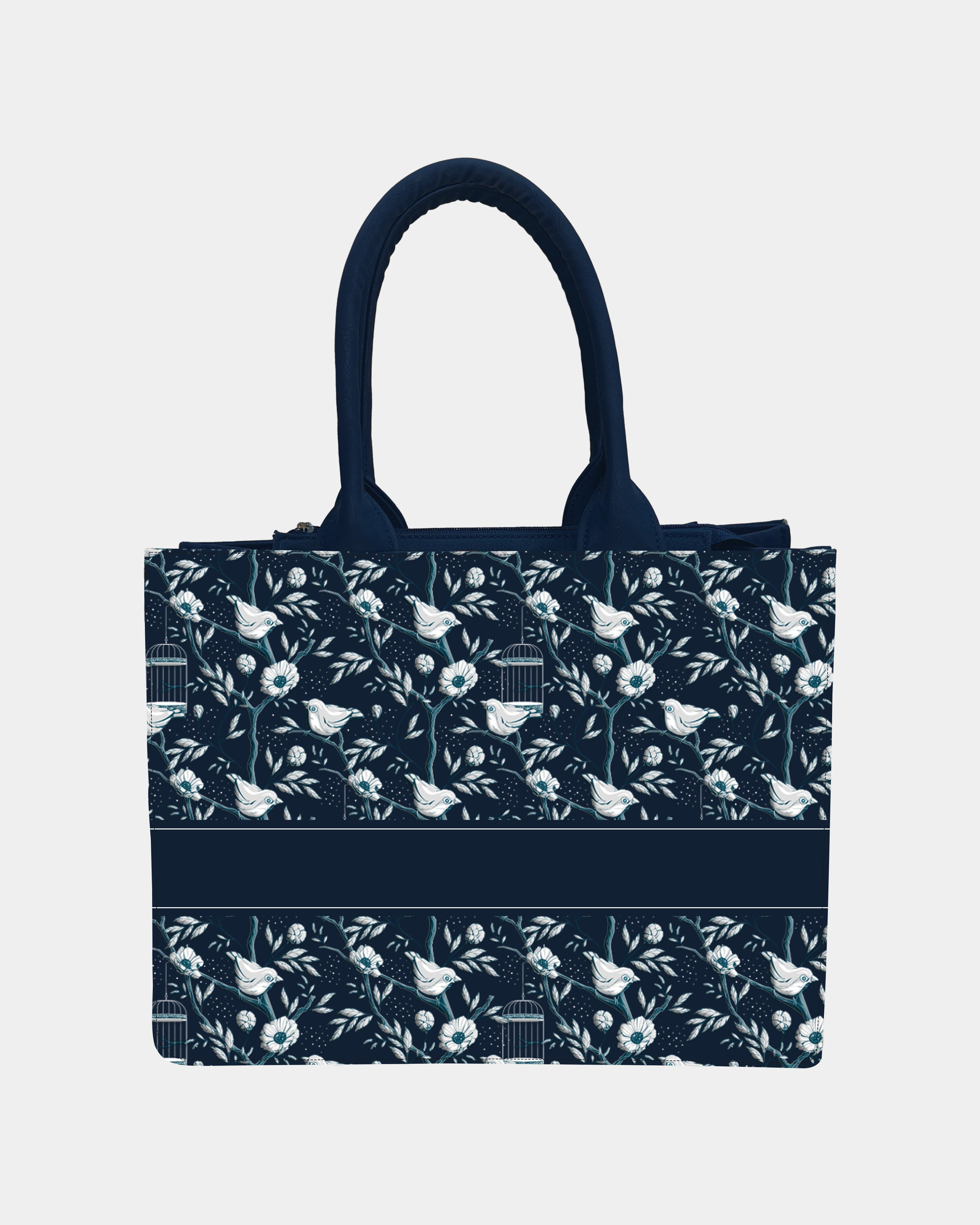 Whimsical Sparrow Embossed Customized Tote Bag