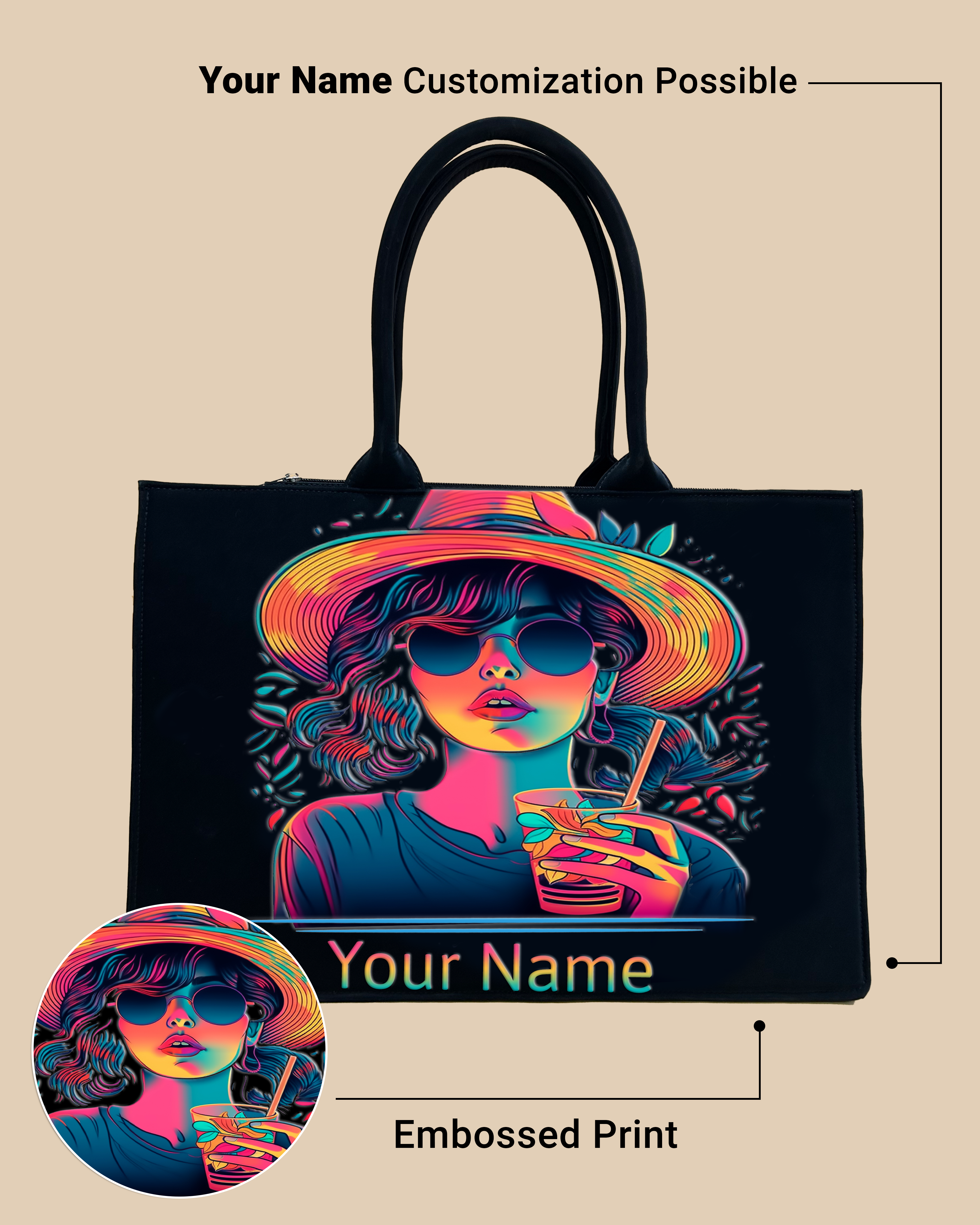 Customized Embossed neon ledy Bag