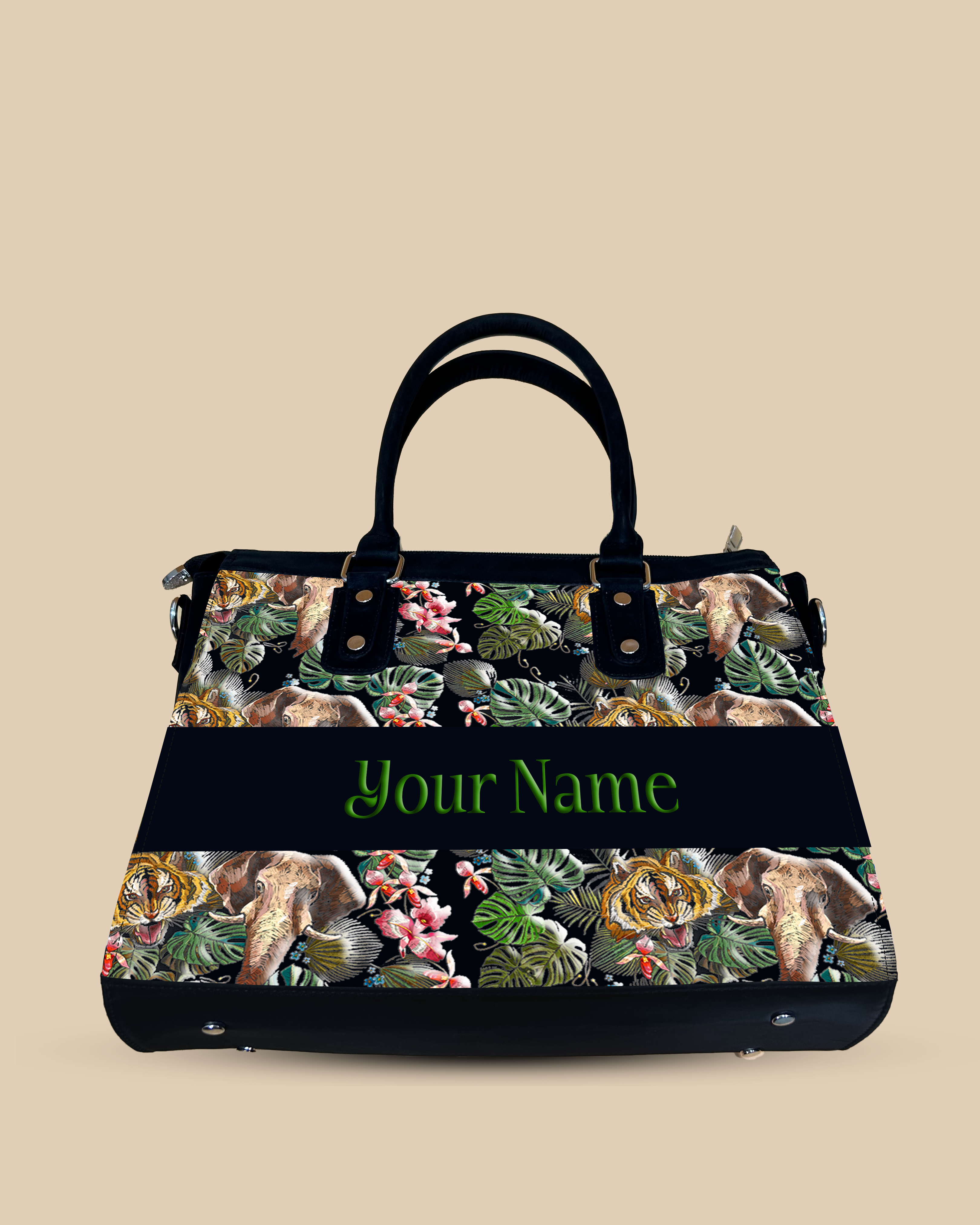 Aurelia Palm Leaves, Tiger And Elephant Designer Sling Bag for Everyday Use