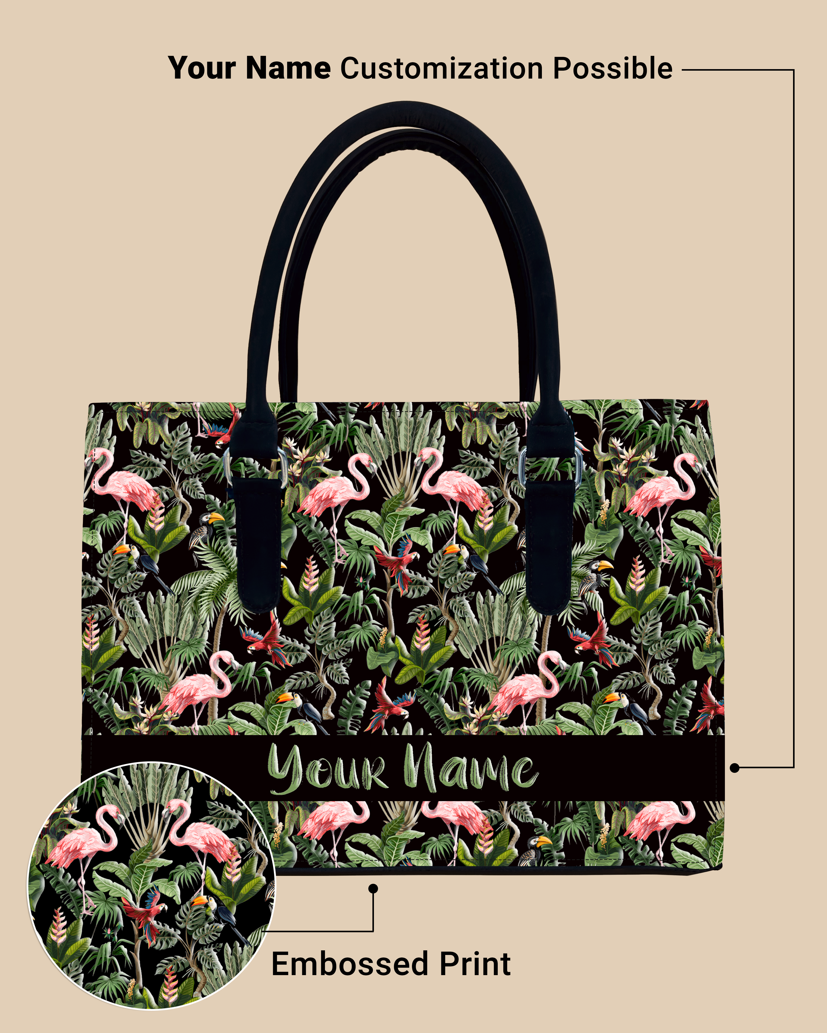 Flamingo And Colorful Parrot Designer Sling Tote