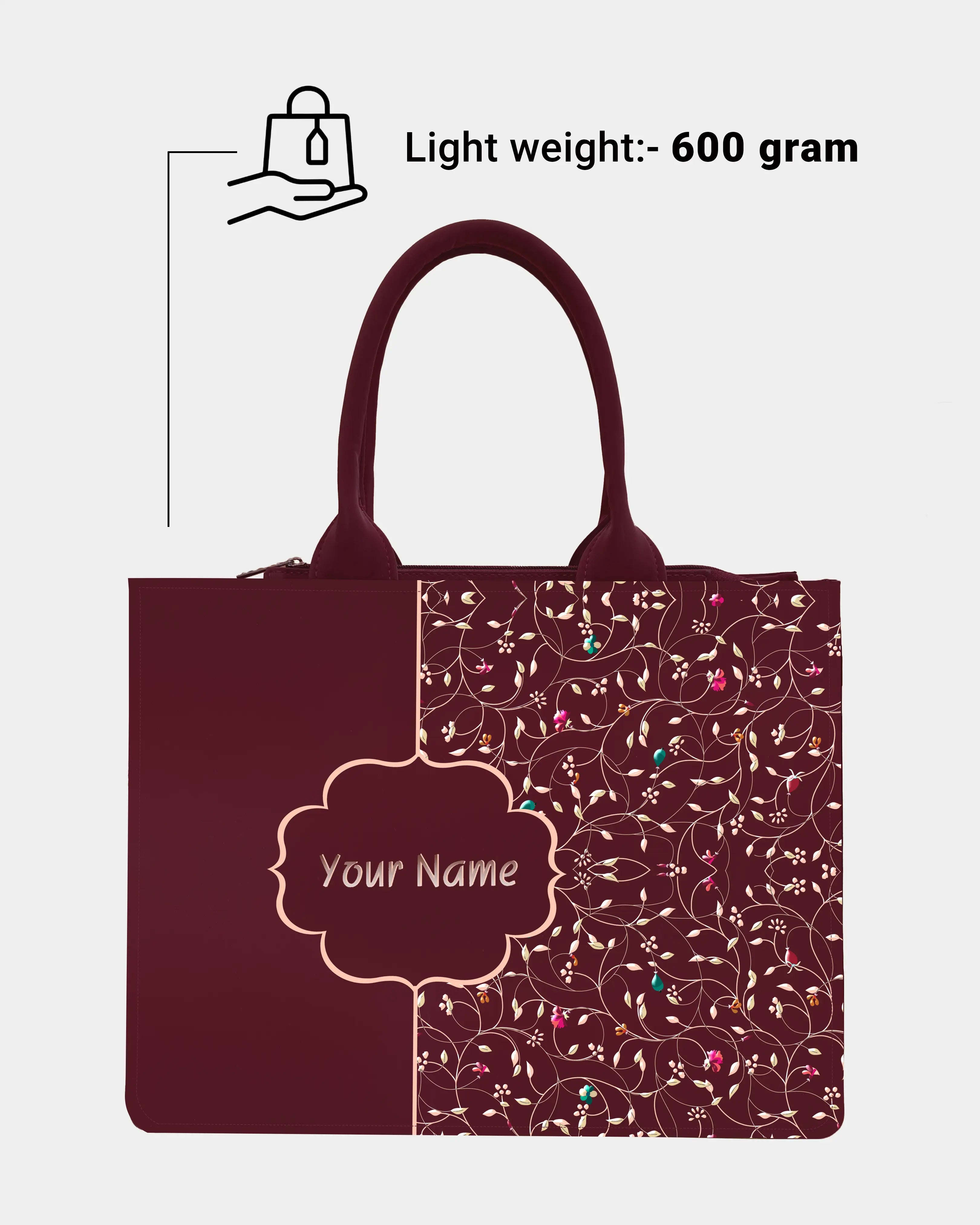 Rose Royale  Embossed Customized Tote Bag - Wine