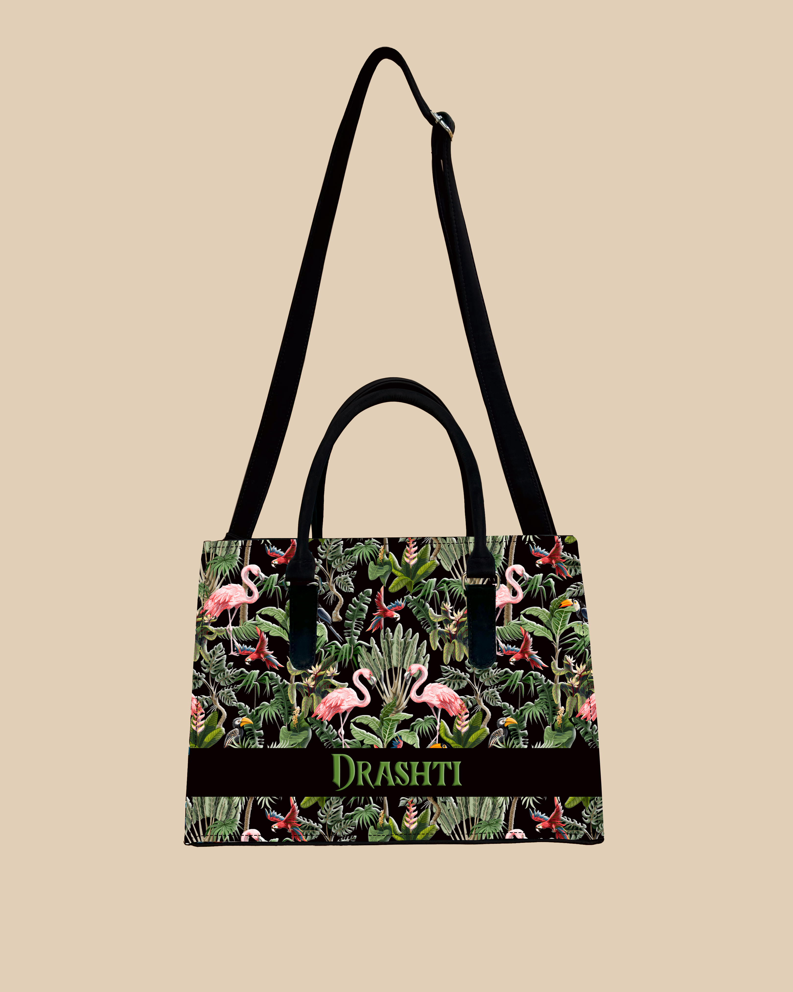 Flamingo And Colorful Parrot Designer Sling Tote