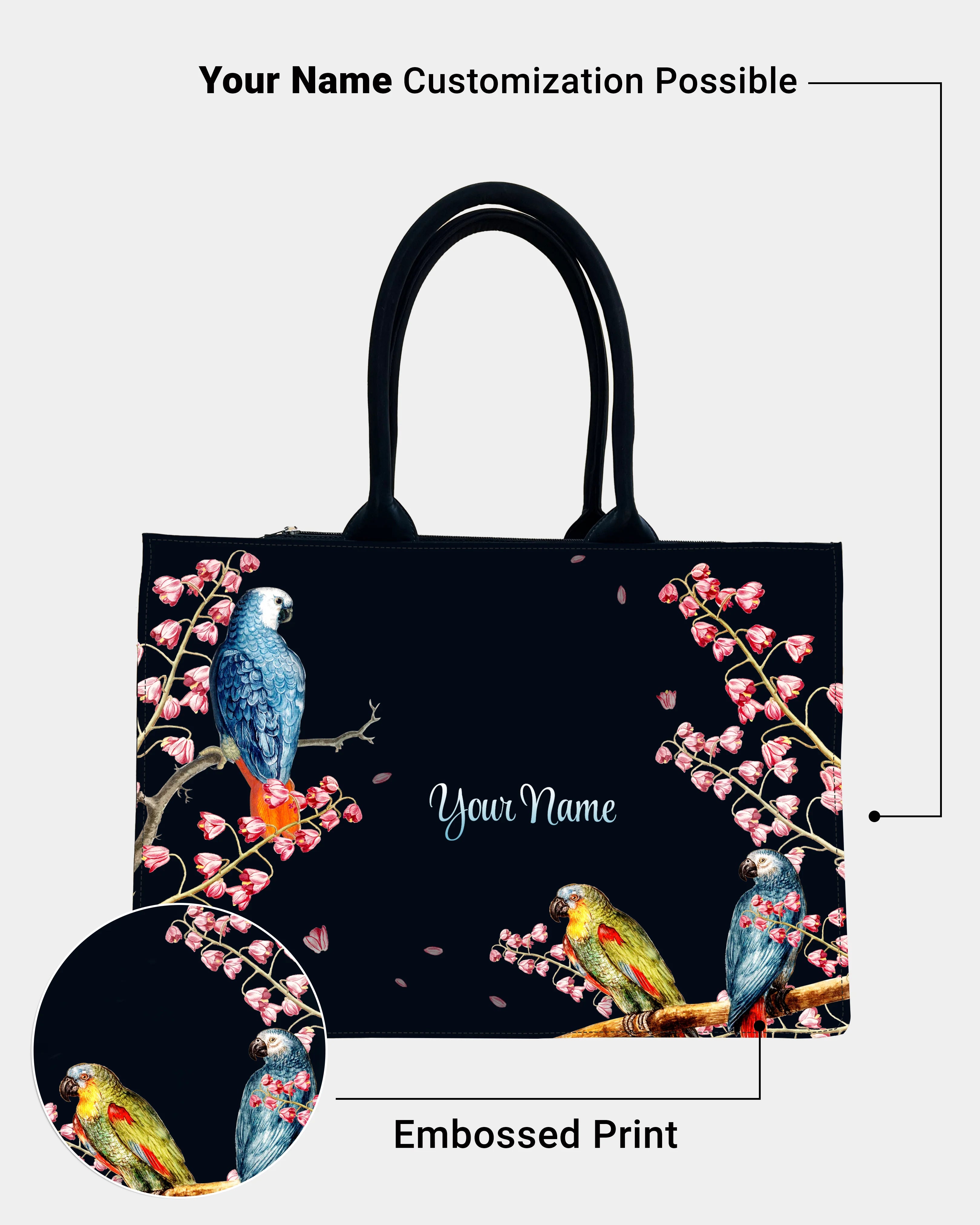 colorful parrot Premium Embossed Customized Tote Bag