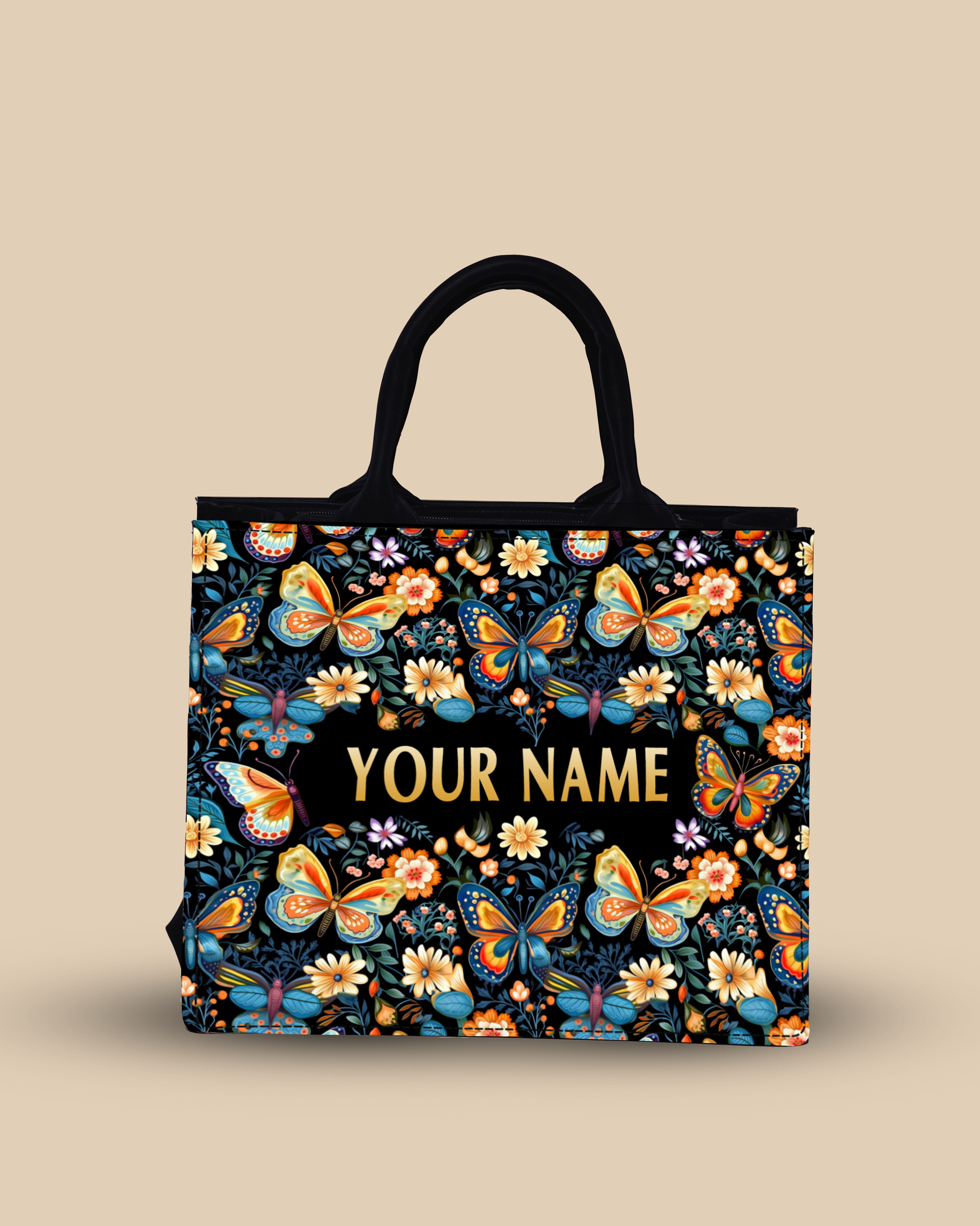 Customized small Tote Bag Designed With Blossom Colorful Butterflies