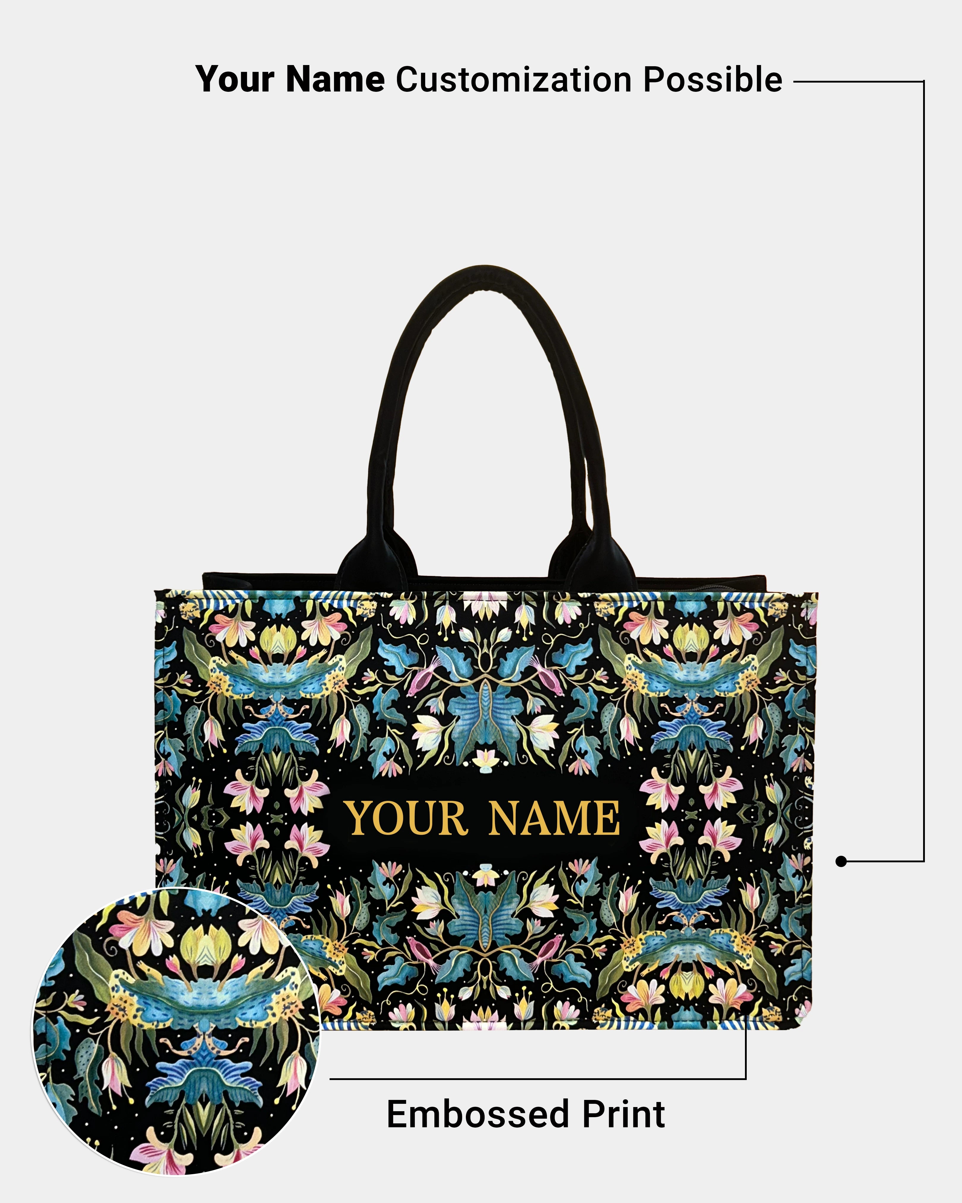 African Jungle Up Embossed Leather Personalized Tote Bag