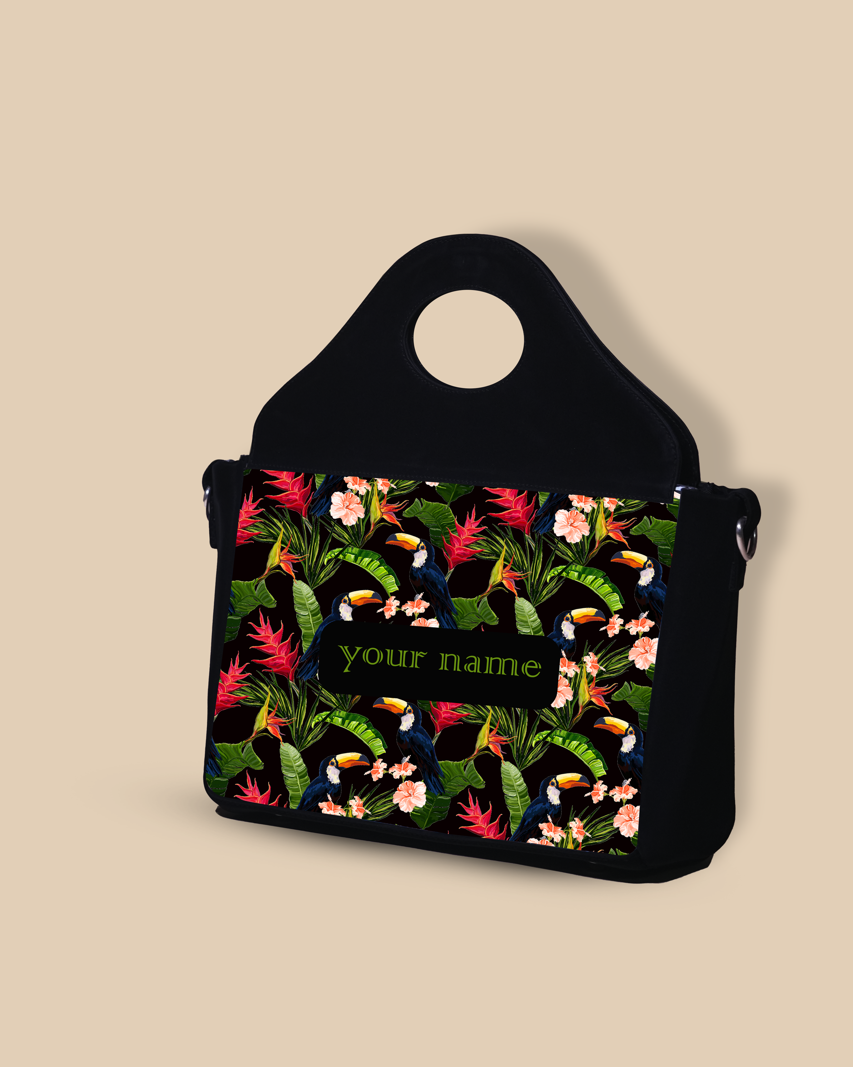 Customized Sling Purse Designed With Beautiful Coconut Palm Trees With Birds