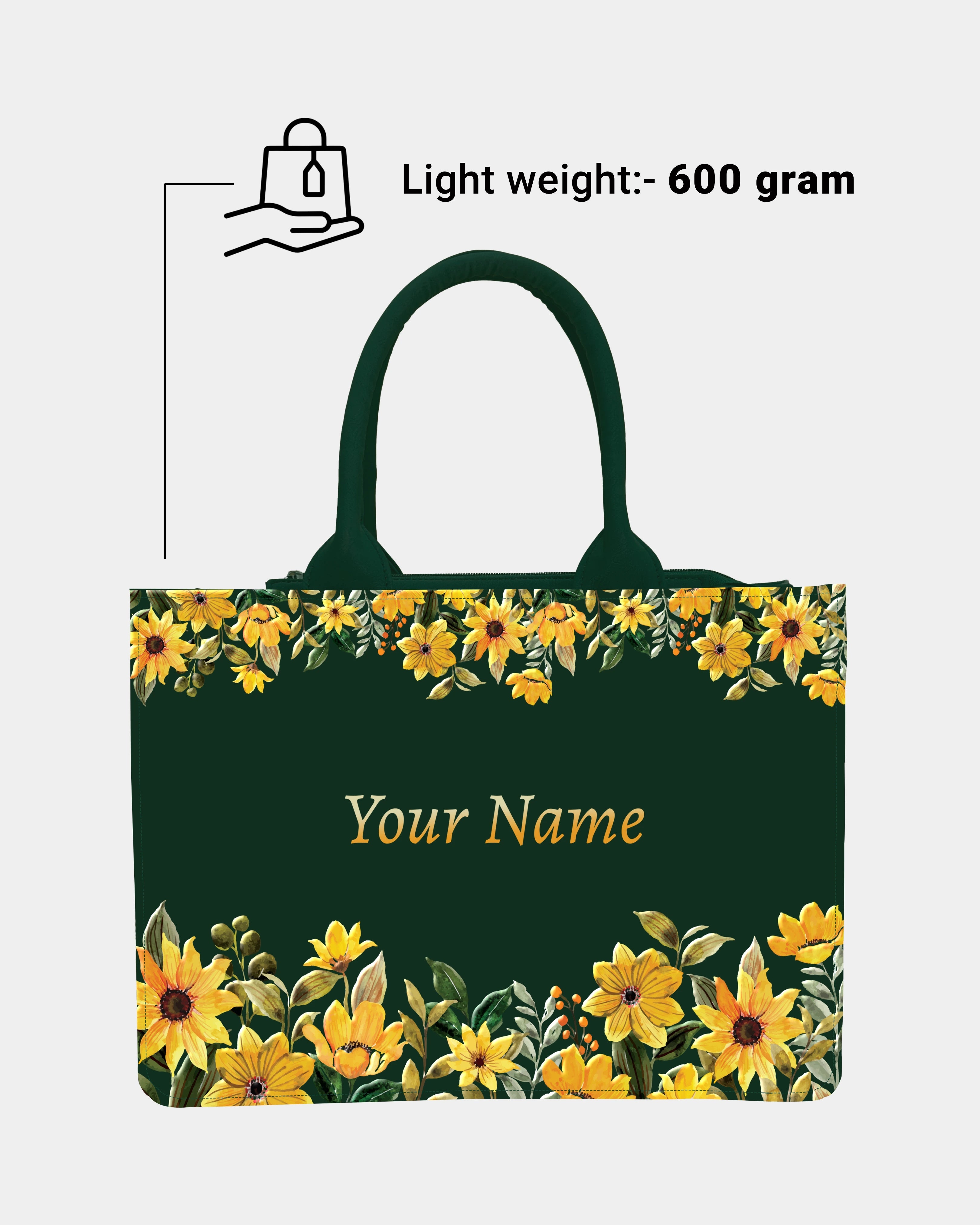 Marigold SunFlower Green Voguish Customized Bag