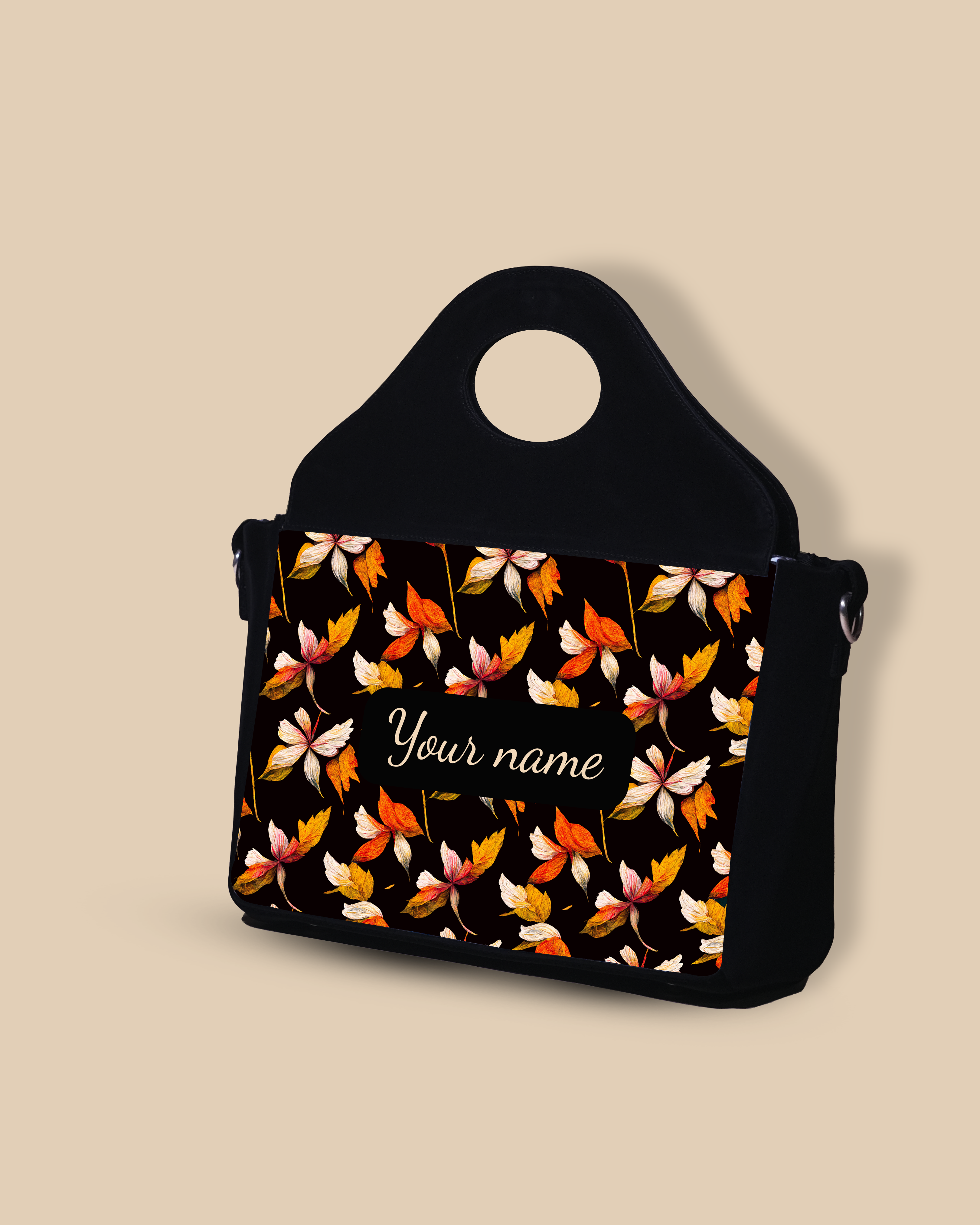 Customized Sling Purse Designed with Watercolor Autumn Leaves Pattern