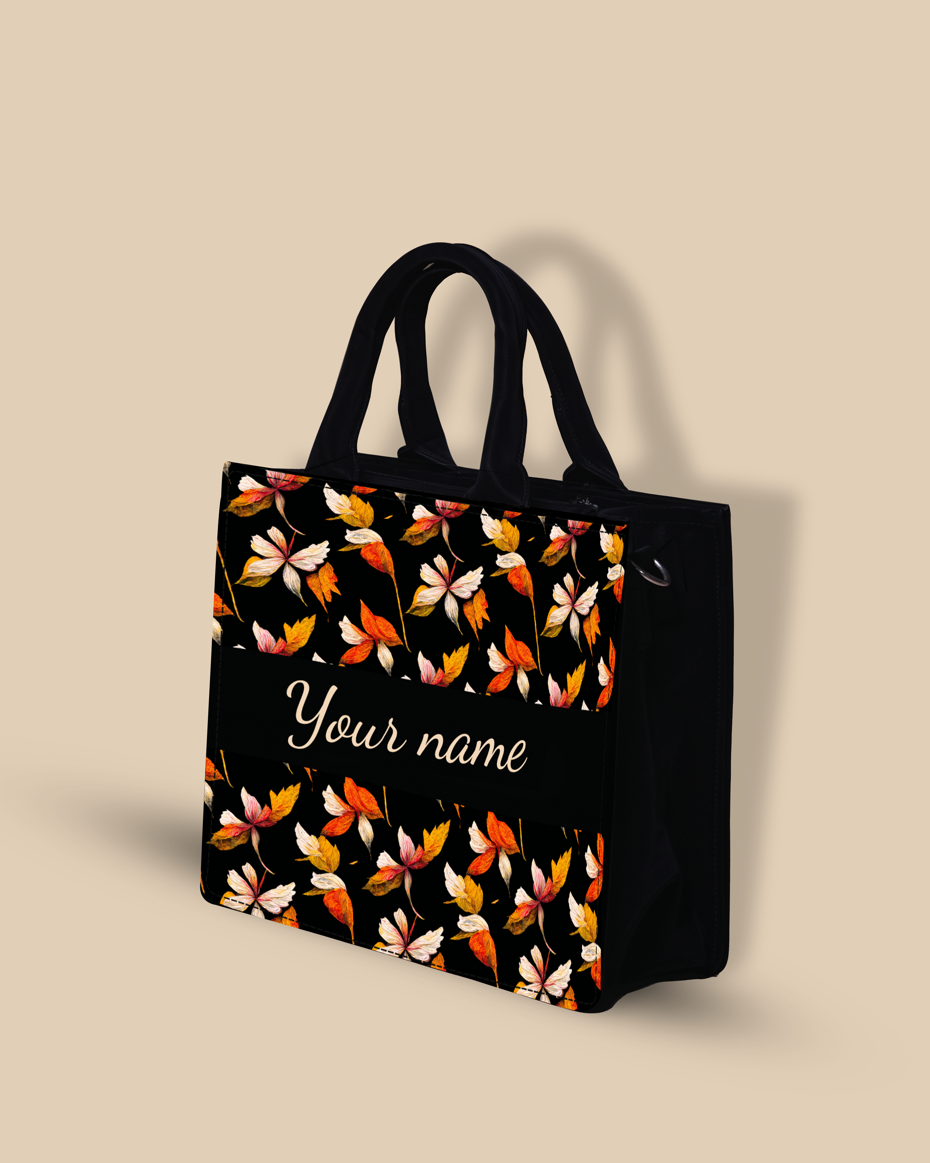 Customized small Tote Bag Designed with Watercolor Autumn Leaves Pattern