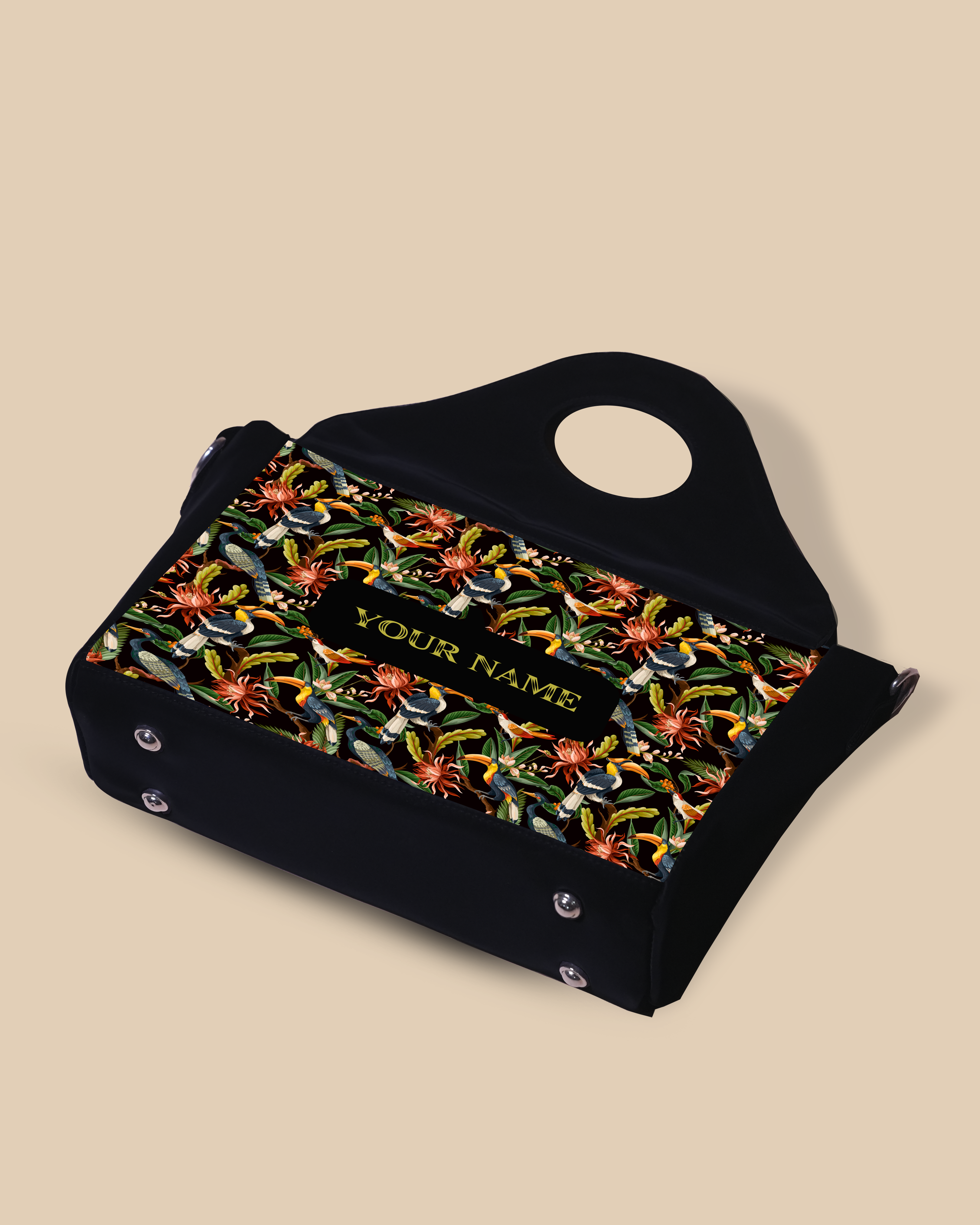 Customized Sling Purse Designed with Hornbill , Carens Birds And Tropical Flowers