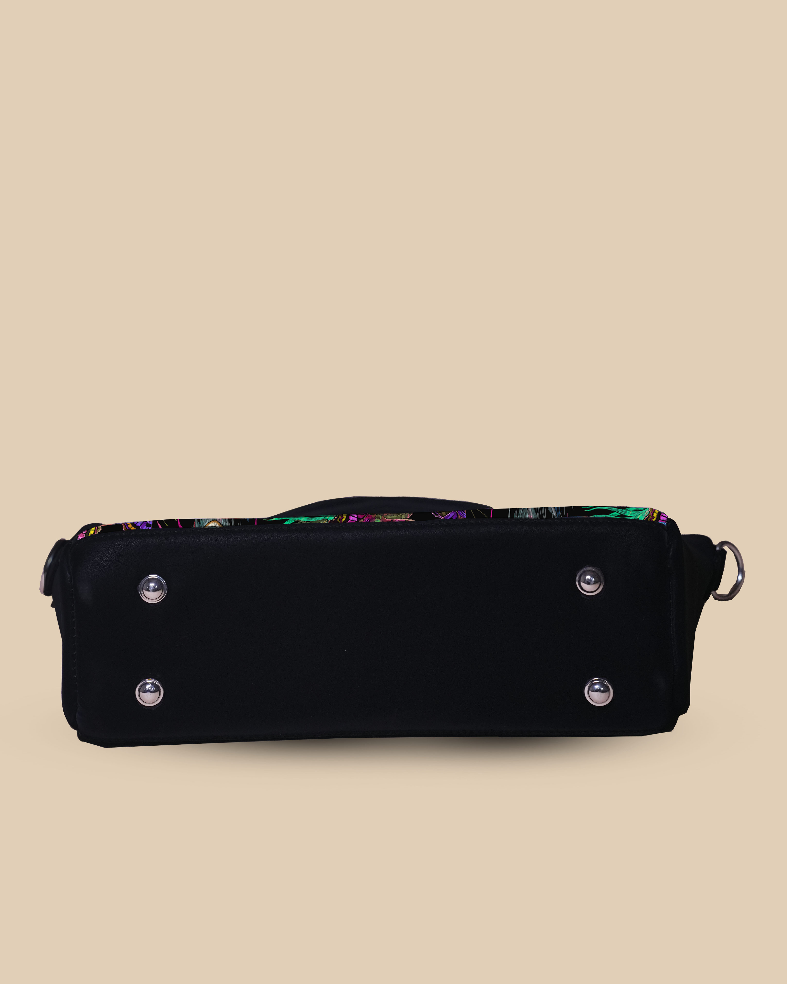 Customized Sling Purse Designed With Colourful Peacock Feather And Flying Butterflies Pattern