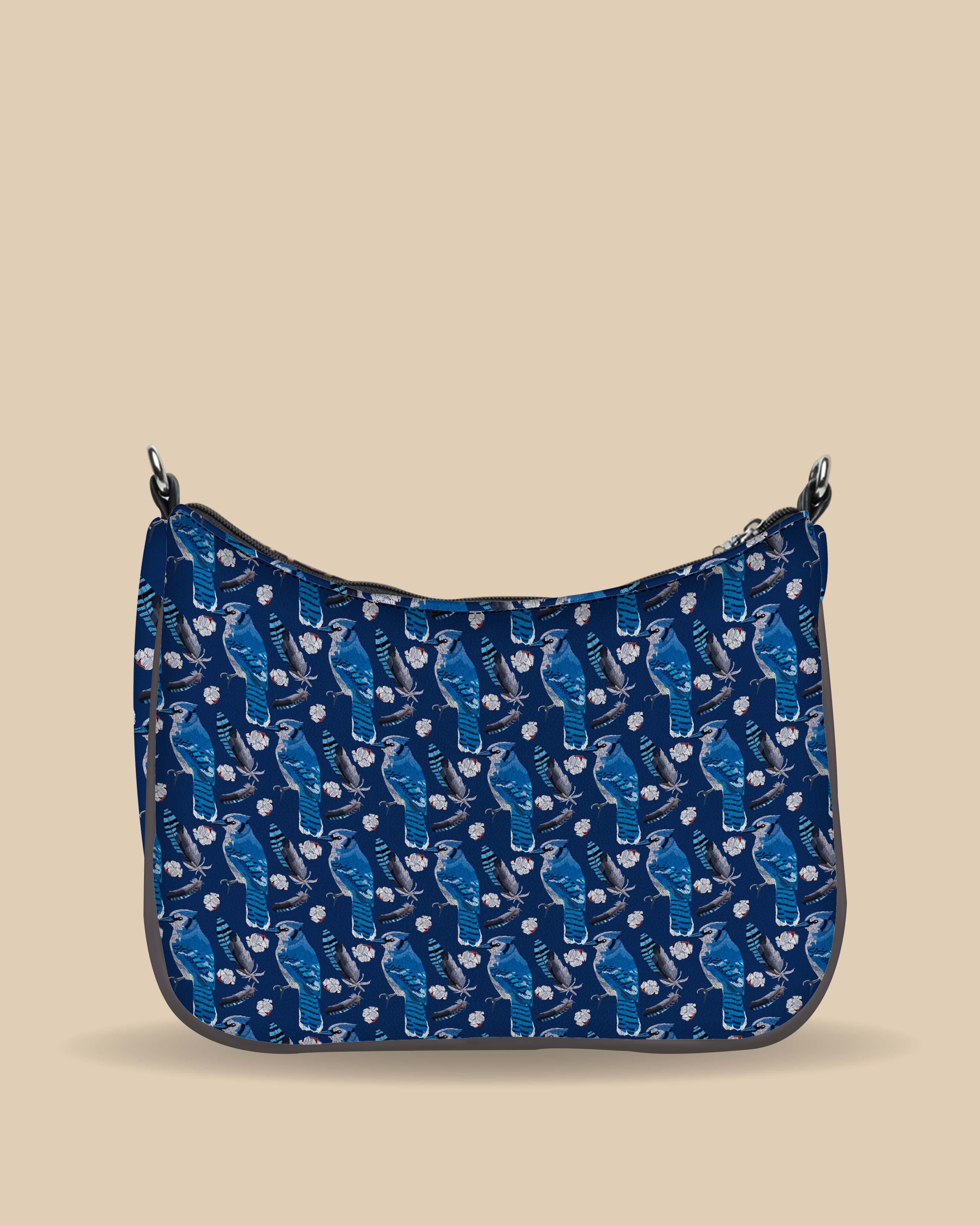 Customized Sling Bag Designed With Blue Jay Birds And Feather