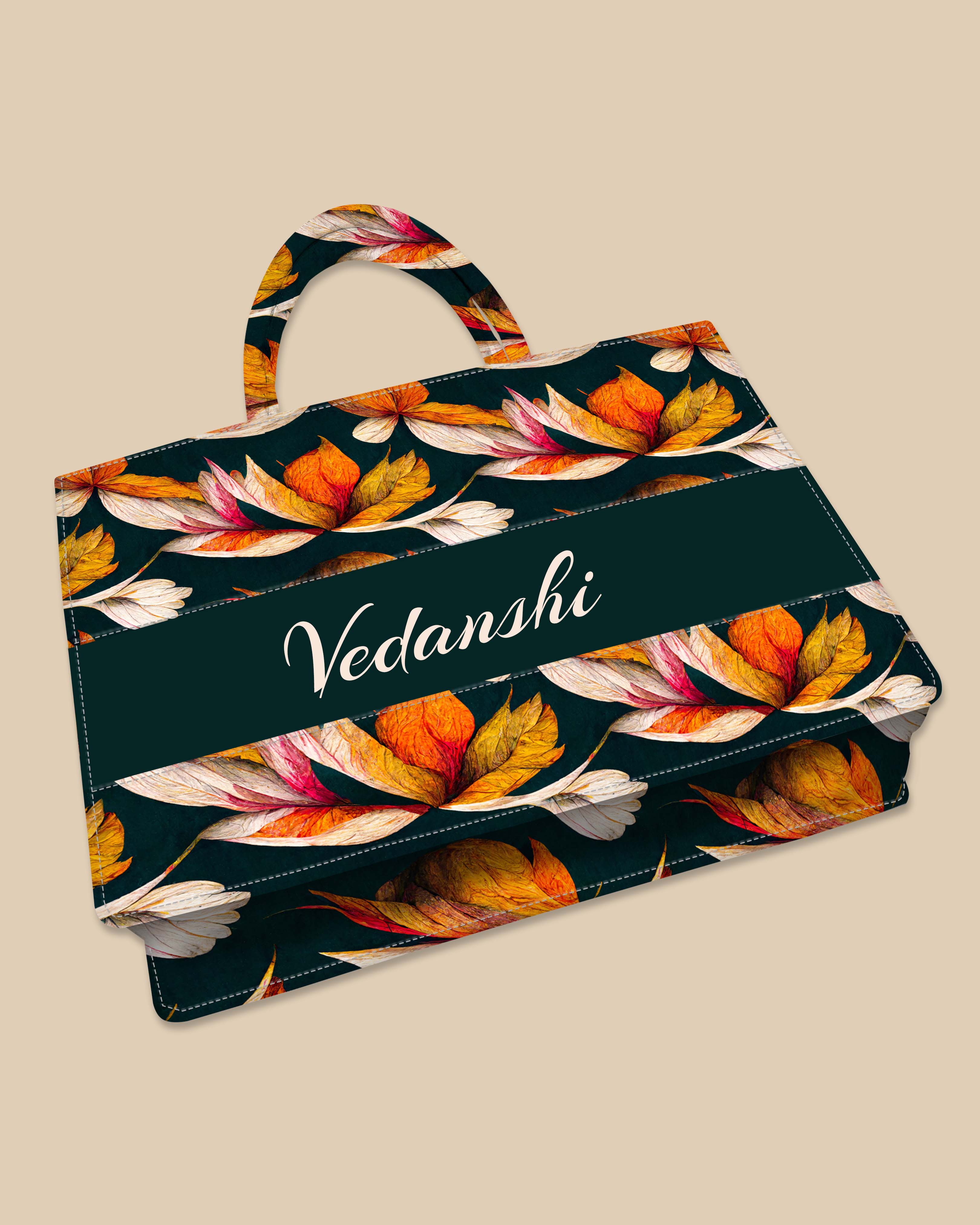 Customized Tote Bag  Designed With Autumn Leaves Decorative Pattern