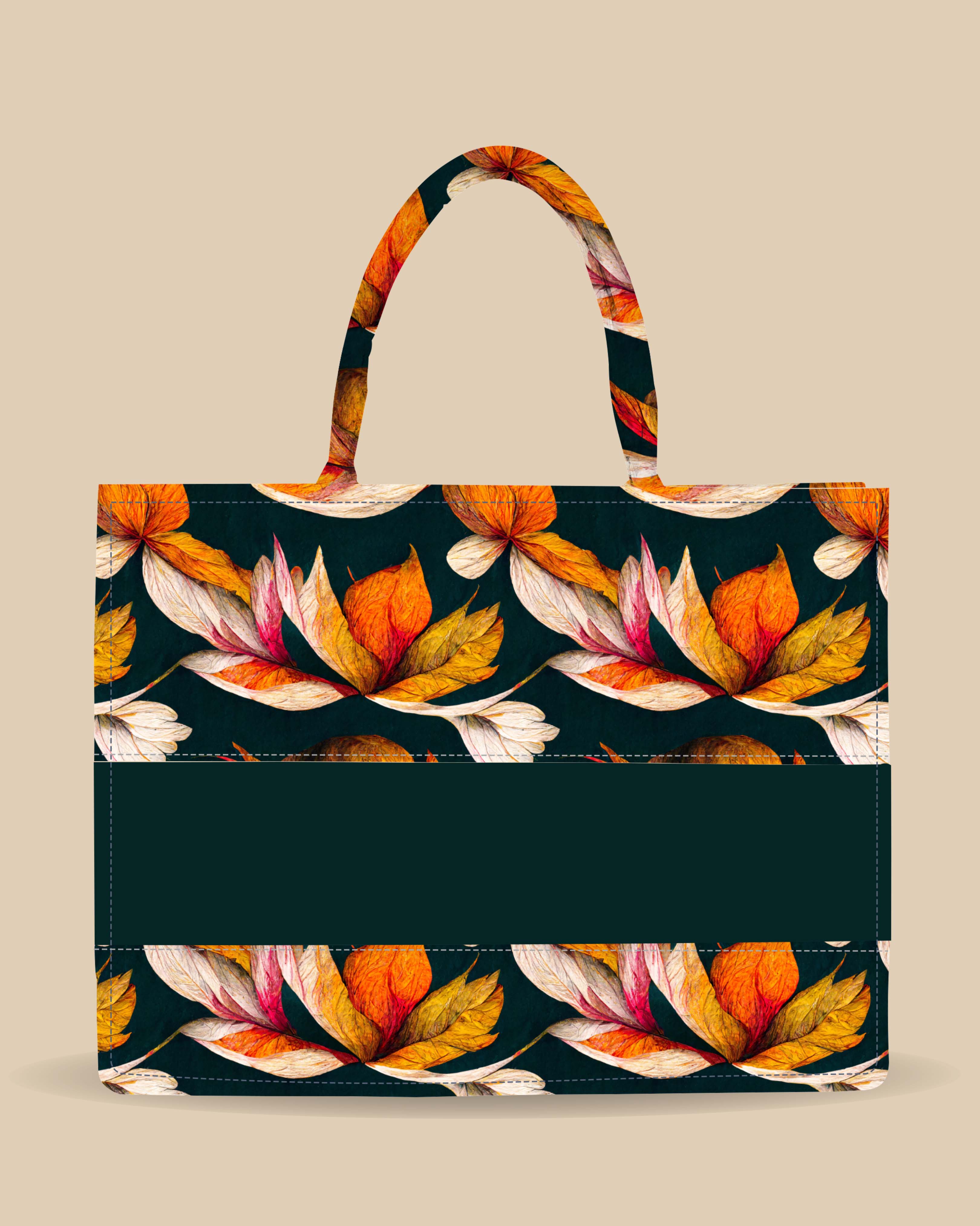 Customized Tote Bag  Designed With Autumn Leaves Decorative Pattern